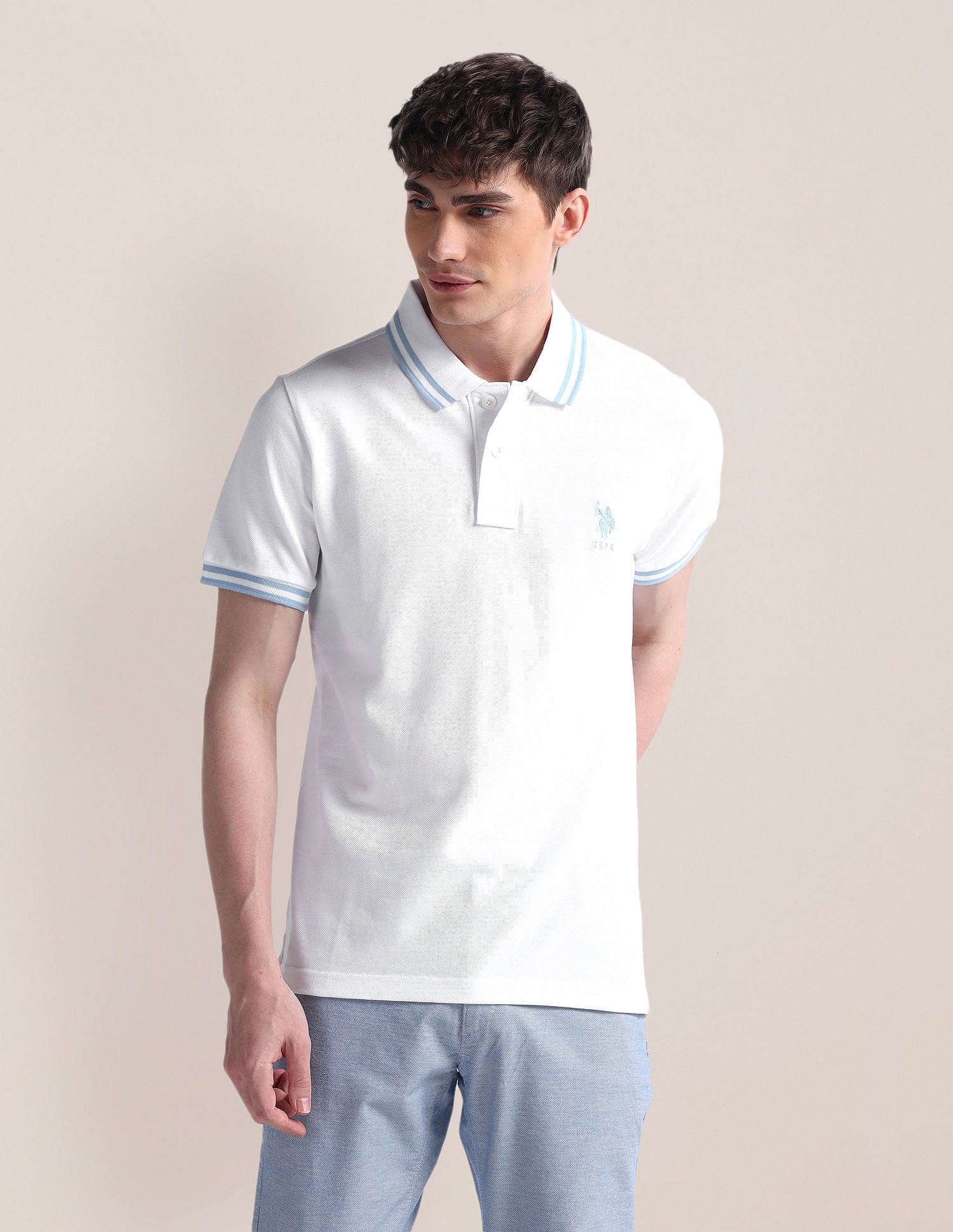 Slim Fit Short Sleeve Polo Shirt White - U.S. POLO ASSN. | Large