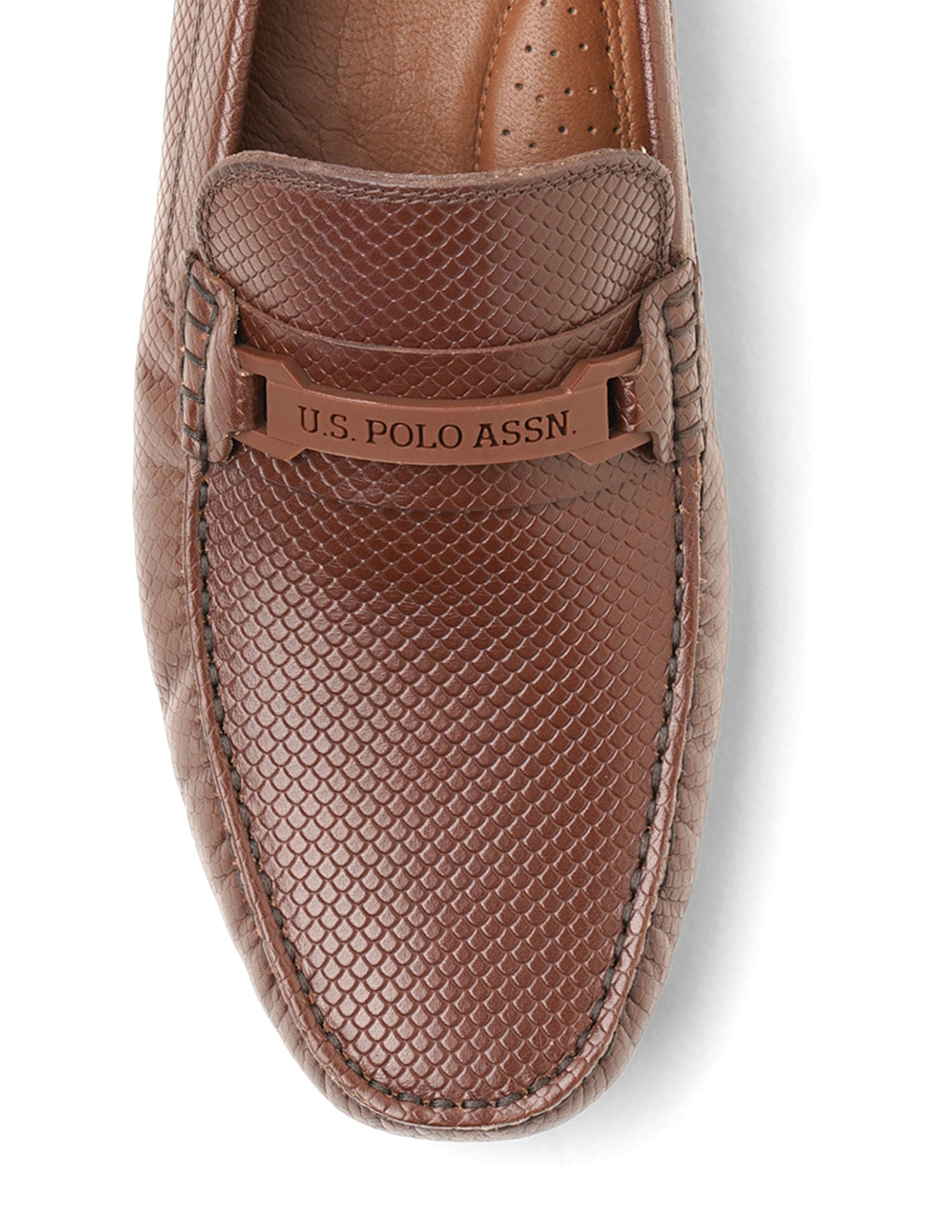 Men Perforated Leather Terren Loafers Brown - U.S. Polo Assn. India | Large