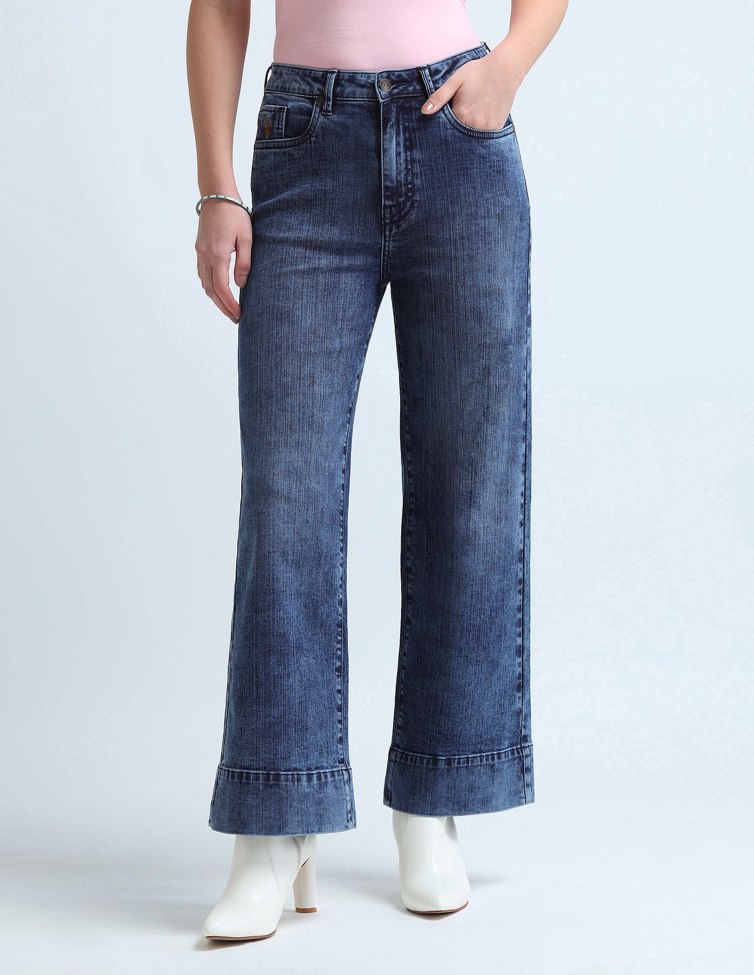 Wide Leg Fit Blue Jeans Blue - U.S. Polo Assn. India | Large