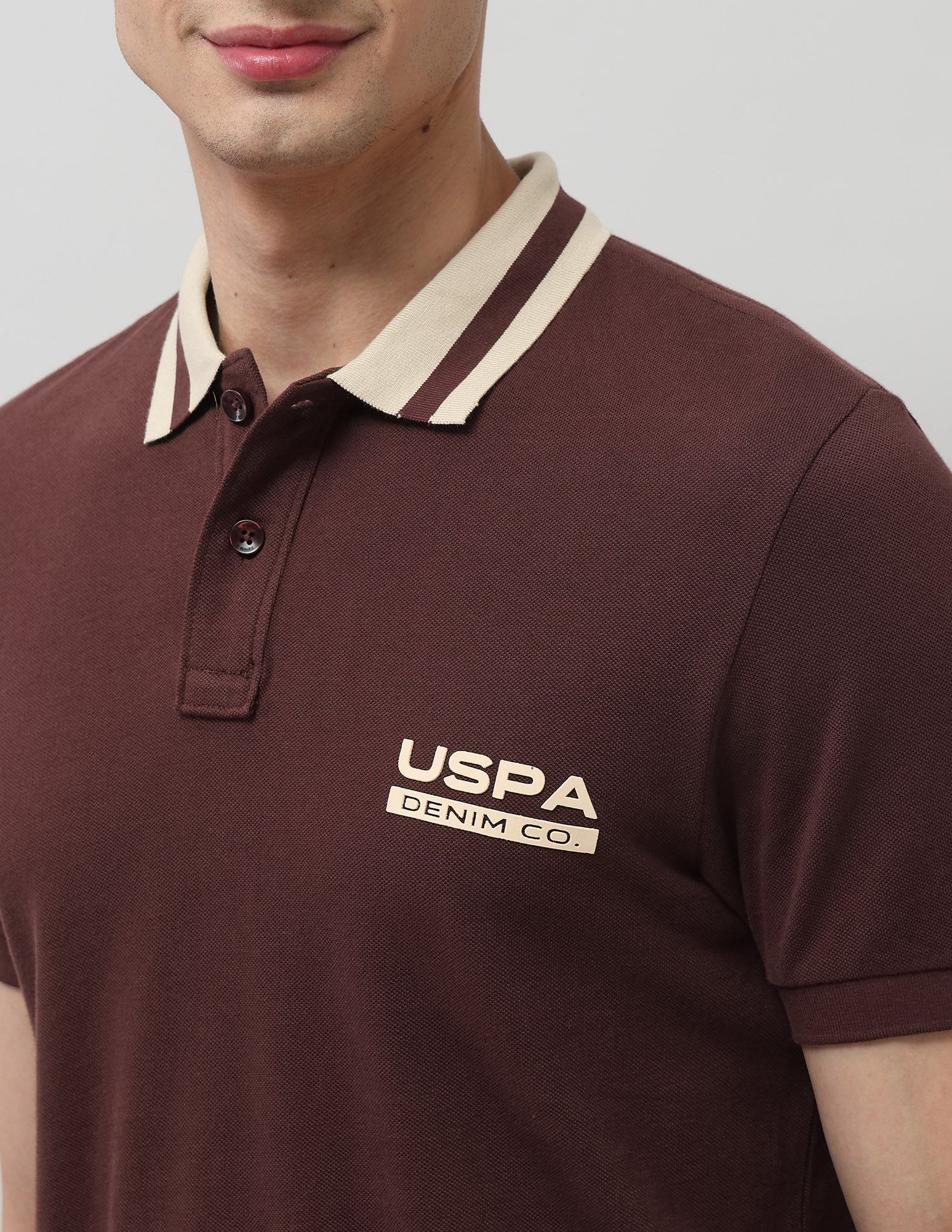 Solid Pure Cotton Polo Shirt Dark Brown - U.S. Polo Assn. India | Large