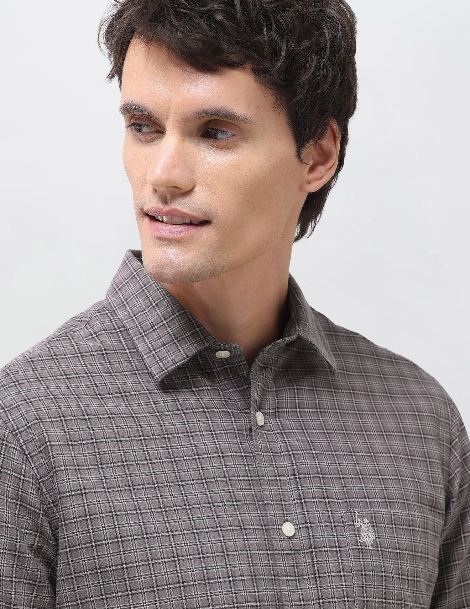 Oxford Grid Tattersall Checked Shirt Brown - U.S. Polo Assn. India | Large