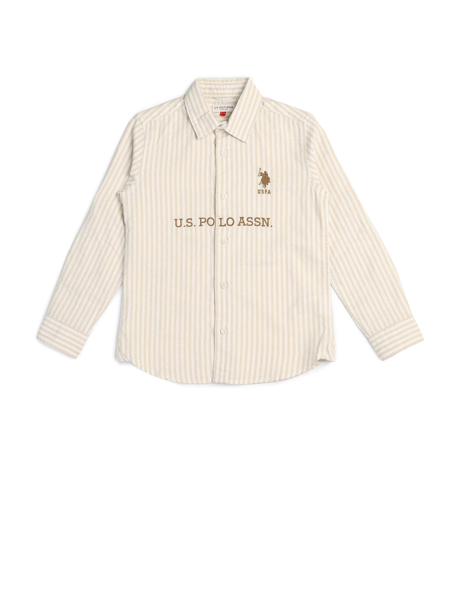 Boys Brand Embroidered Regular Fit Shirt Beige - U.S. POLO ASSN. | Large
