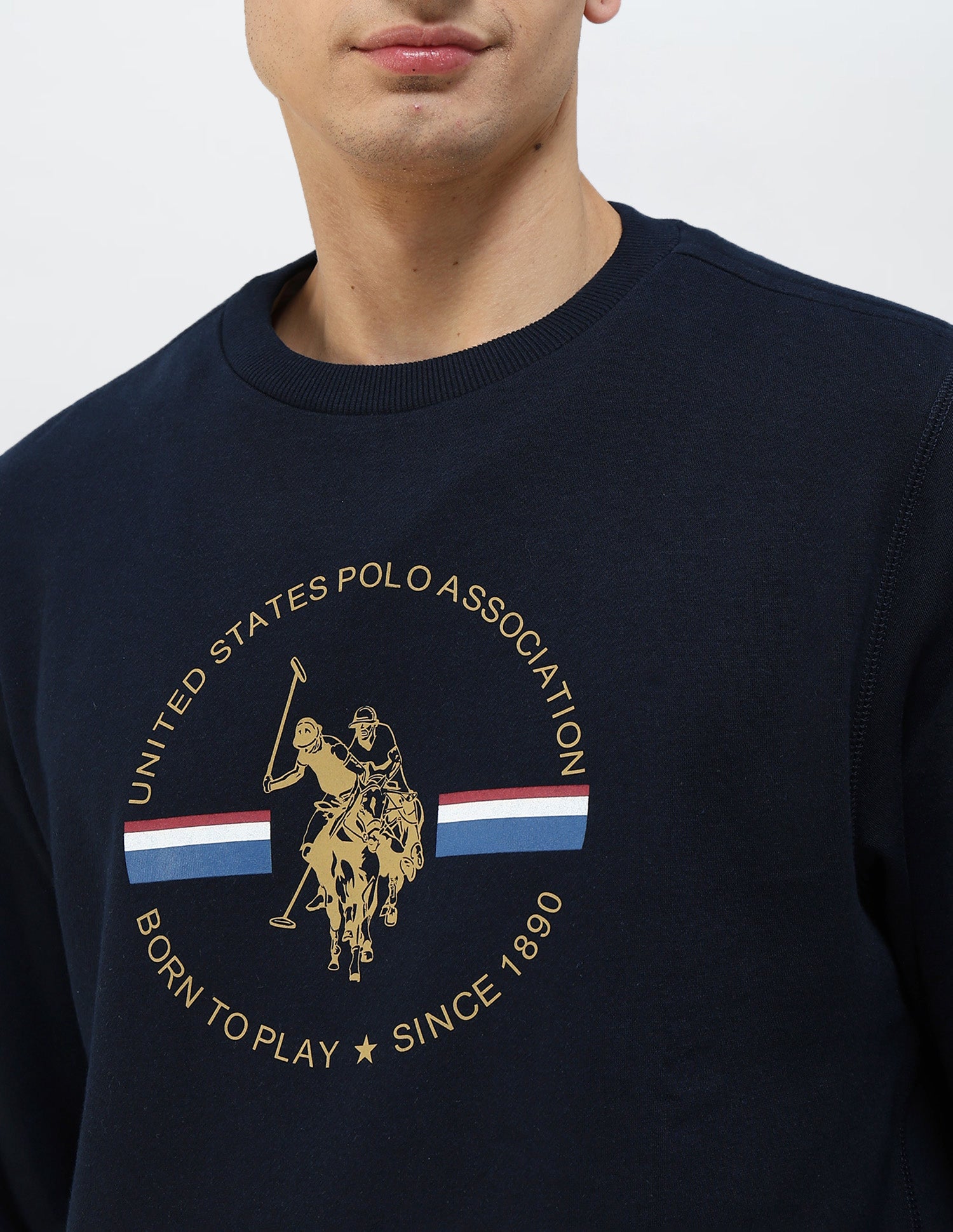 Graphic Brand Printed Regular Fit Sweatshirt Navy - U.S. POLO ASSN. | Large