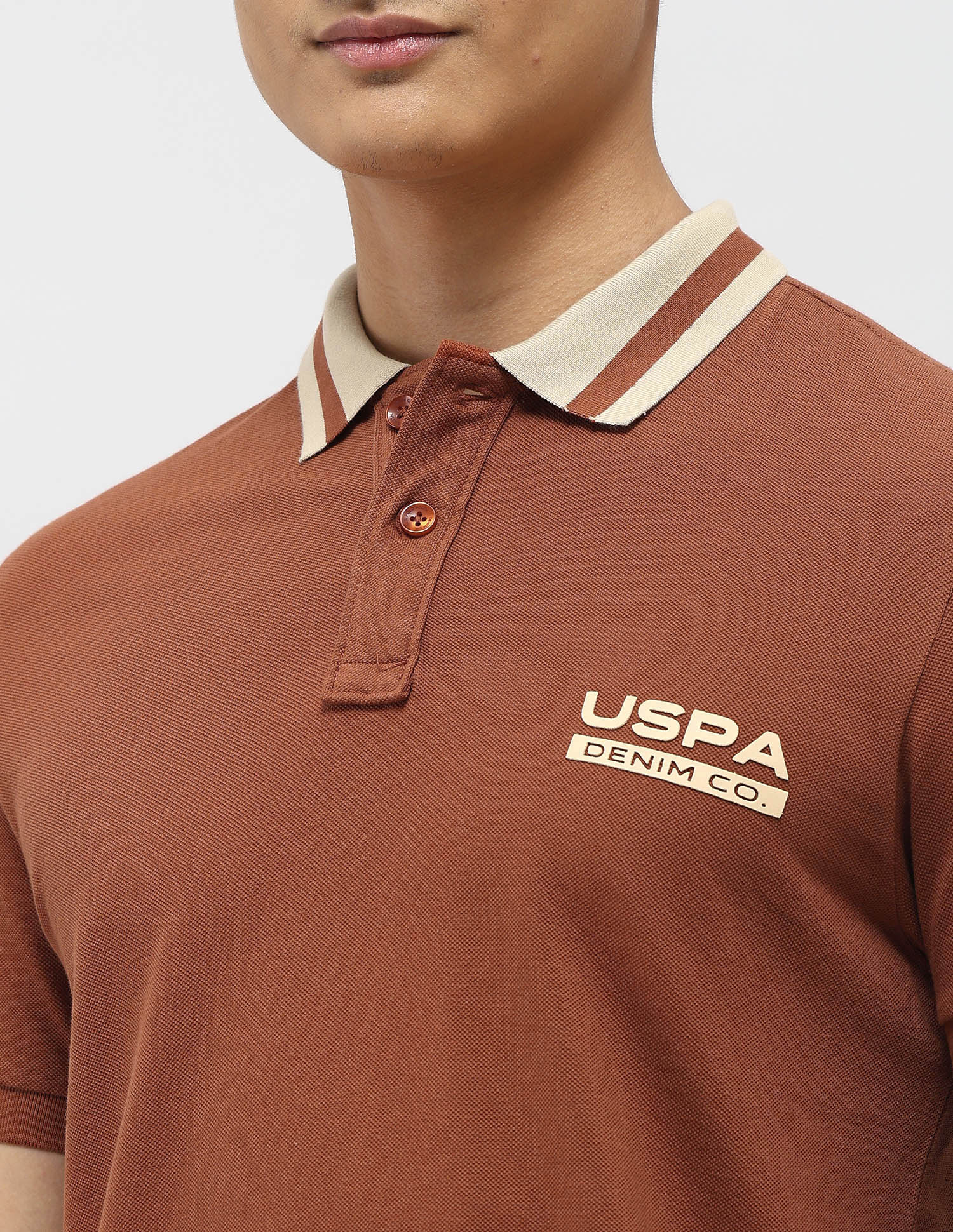 Pure Cotton Muscle Fit Polo Shirt Rust - U.S. Polo Assn. India | Large