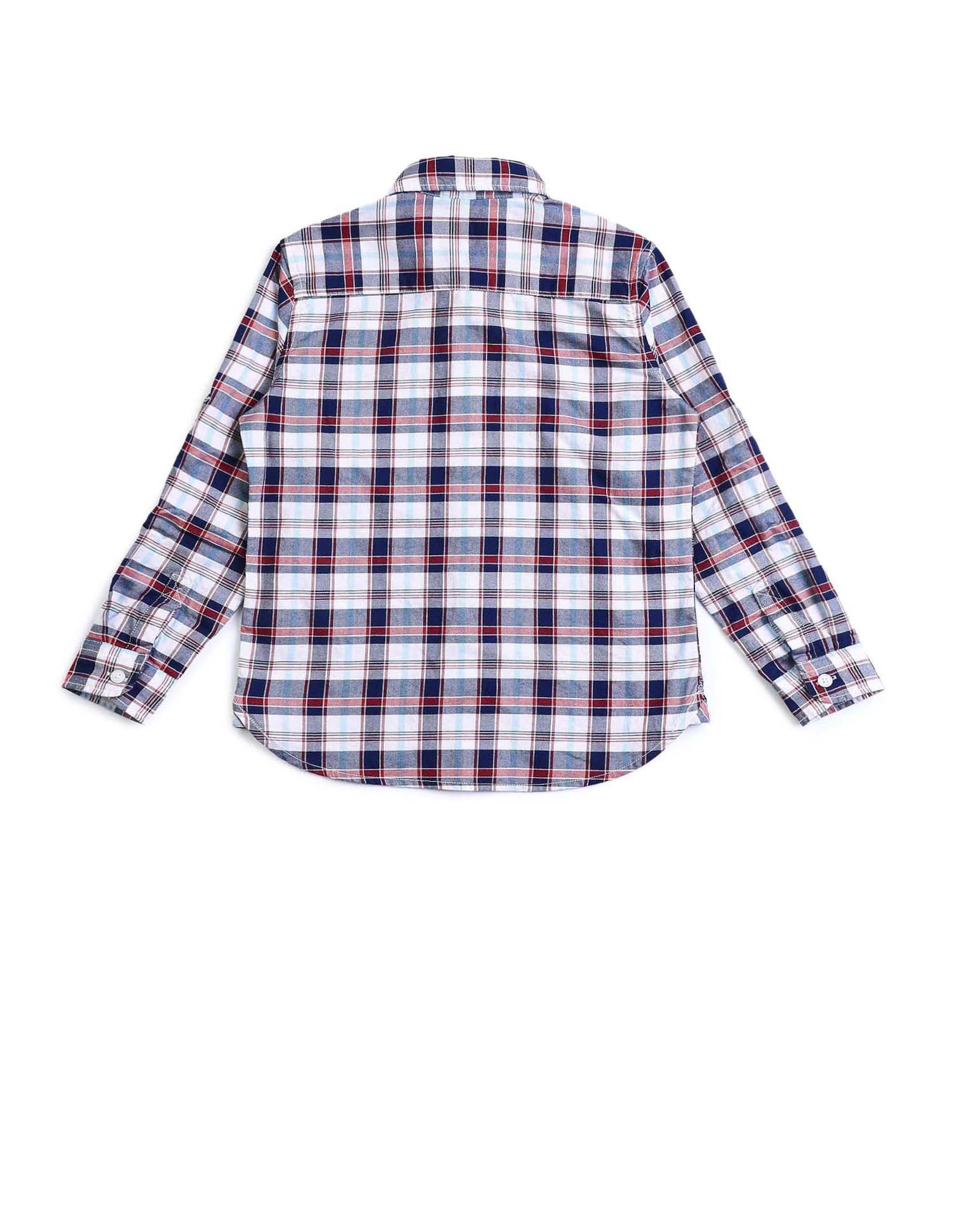 Boys Gingham Checked Regular Fit Shirt Light Blue - U.S. POLO ASSN. | Large