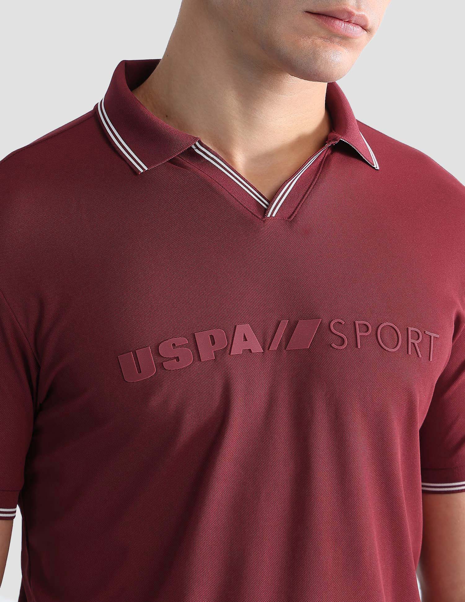 Brand Embossed Regular Fit Active Polo Shirt Maroon - U.S. POLO ASSN. | Large