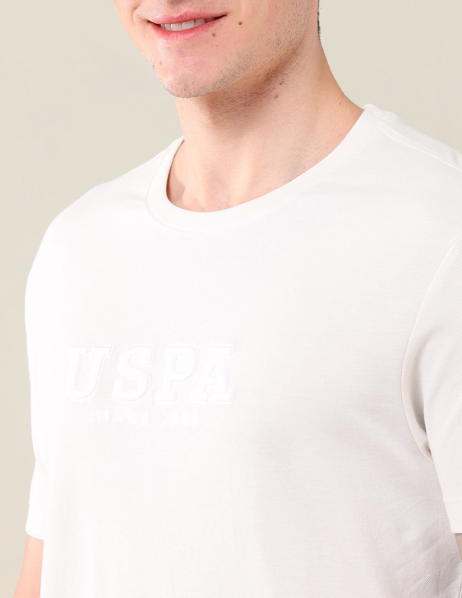 Brand Printed Slim Fit T-Shirt Off White - U.S. POLO ASSN. | Large