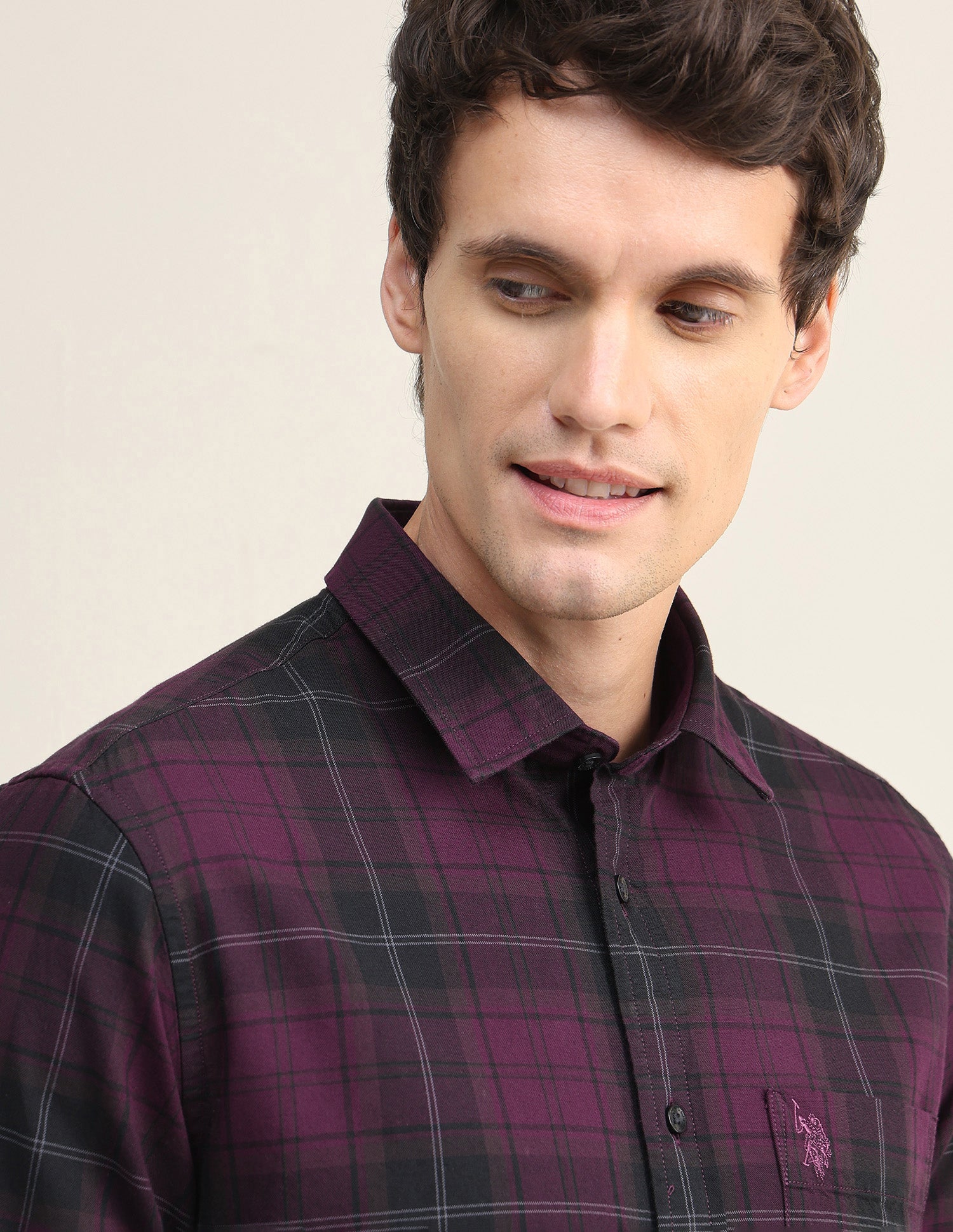 Plaid Checked Regular Fit Shirt Wine - U.S. Polo Assn. India | Large