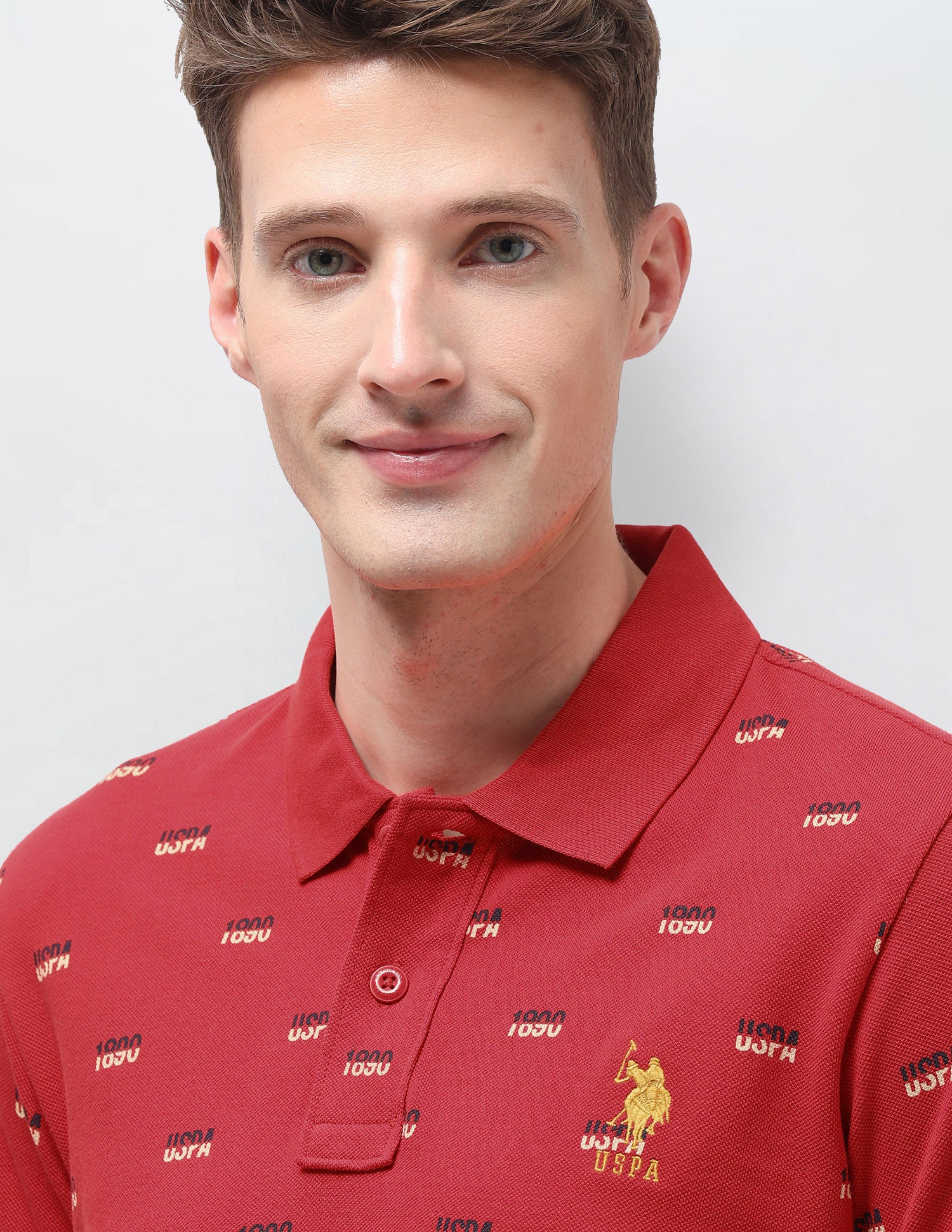Brand Printed Slim Fit Polo Shirt Red - U.S. Polo Assn. India | Large