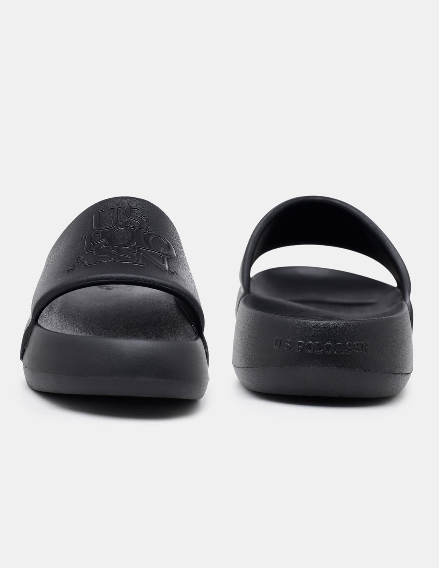 Brand Embossed Luna Sliders Black - U.S. Polo Assn. India | Large