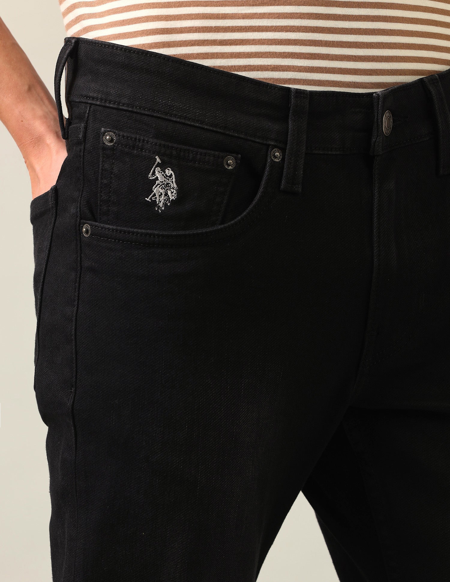 Brandon Slim-Tapered Fit Black Jeans Black - U.S. Polo Assn. India | Large