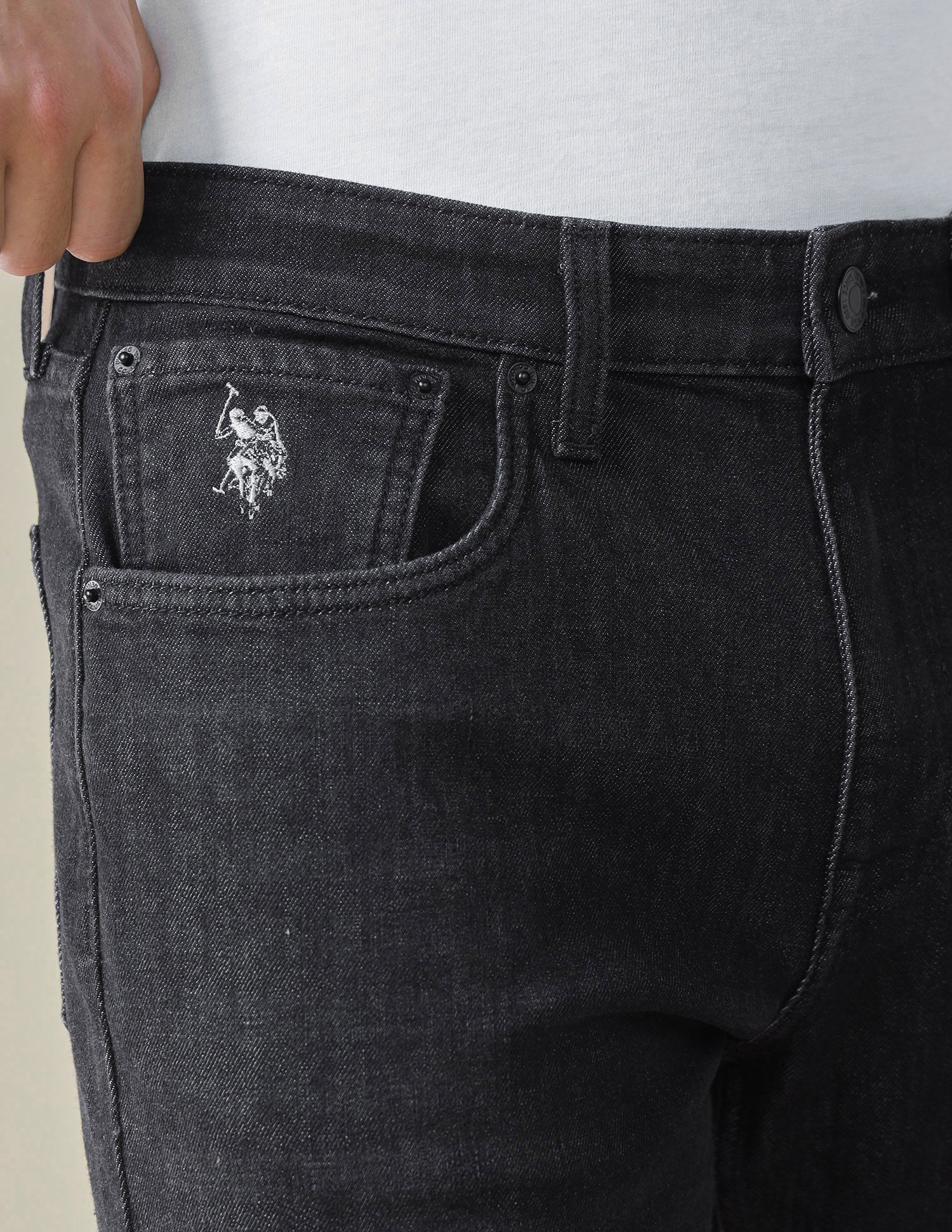 Cole Comfort Cropped Fit Black Jeans Black - U.S. Polo Assn. India | Large