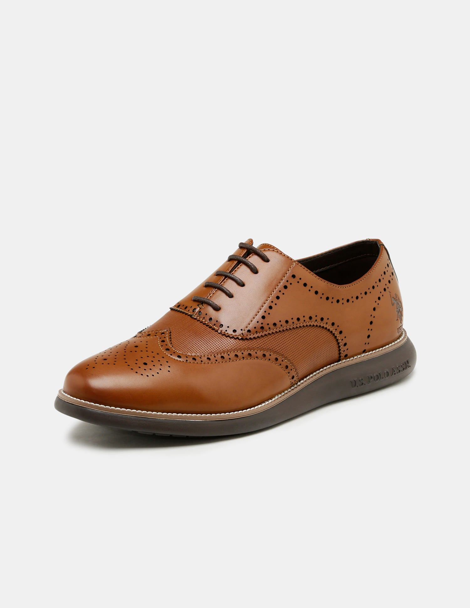 Round Toe Wingtip Marco 2.0 Brogues Tan - U.S. Polo Assn. India | Large