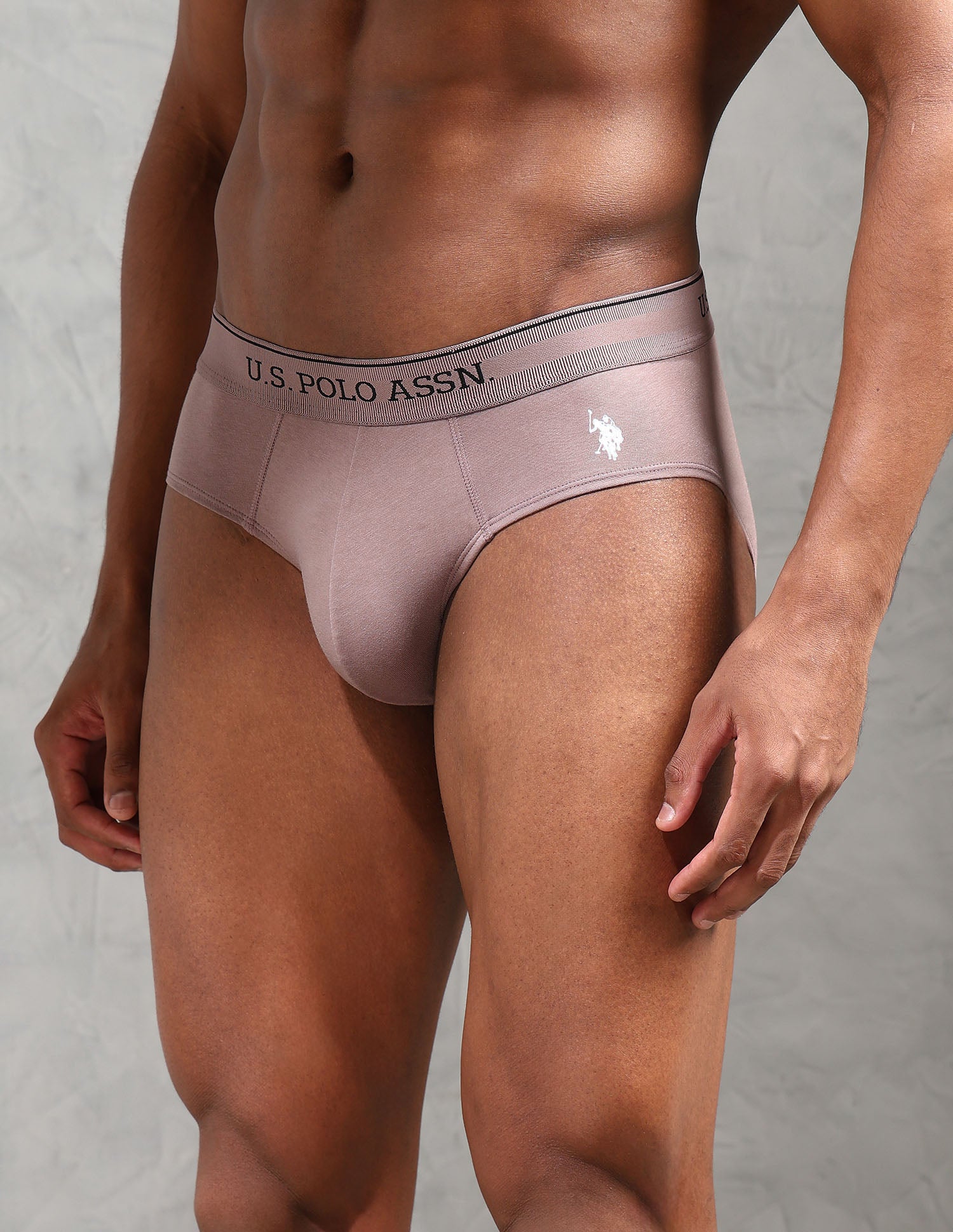 Solid Low Rise OEB15 Briefs - Pack Of 3 Oatmeal, Black and Antler - U.S. POLO ASSN. | Large