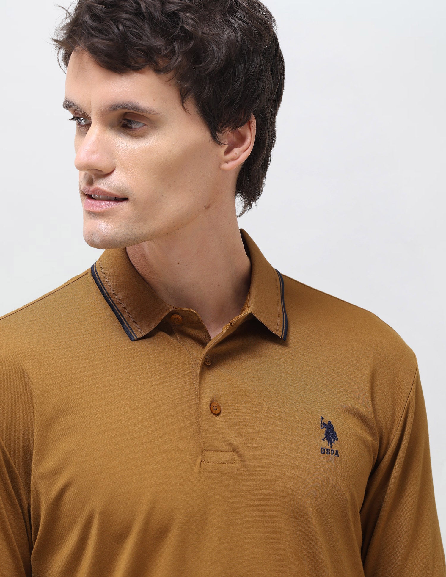 Solid Slim Fit Polo Shirt Gold - U.S. Polo Assn. India | Large