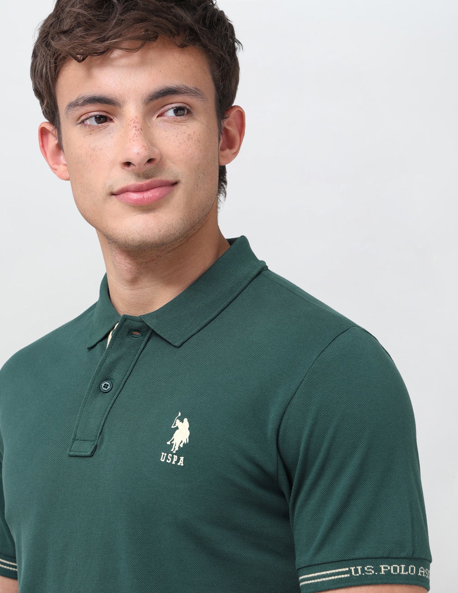 Solid Regular Fit Polo Shirt Dark Green - U.S. Polo Assn. India | Large