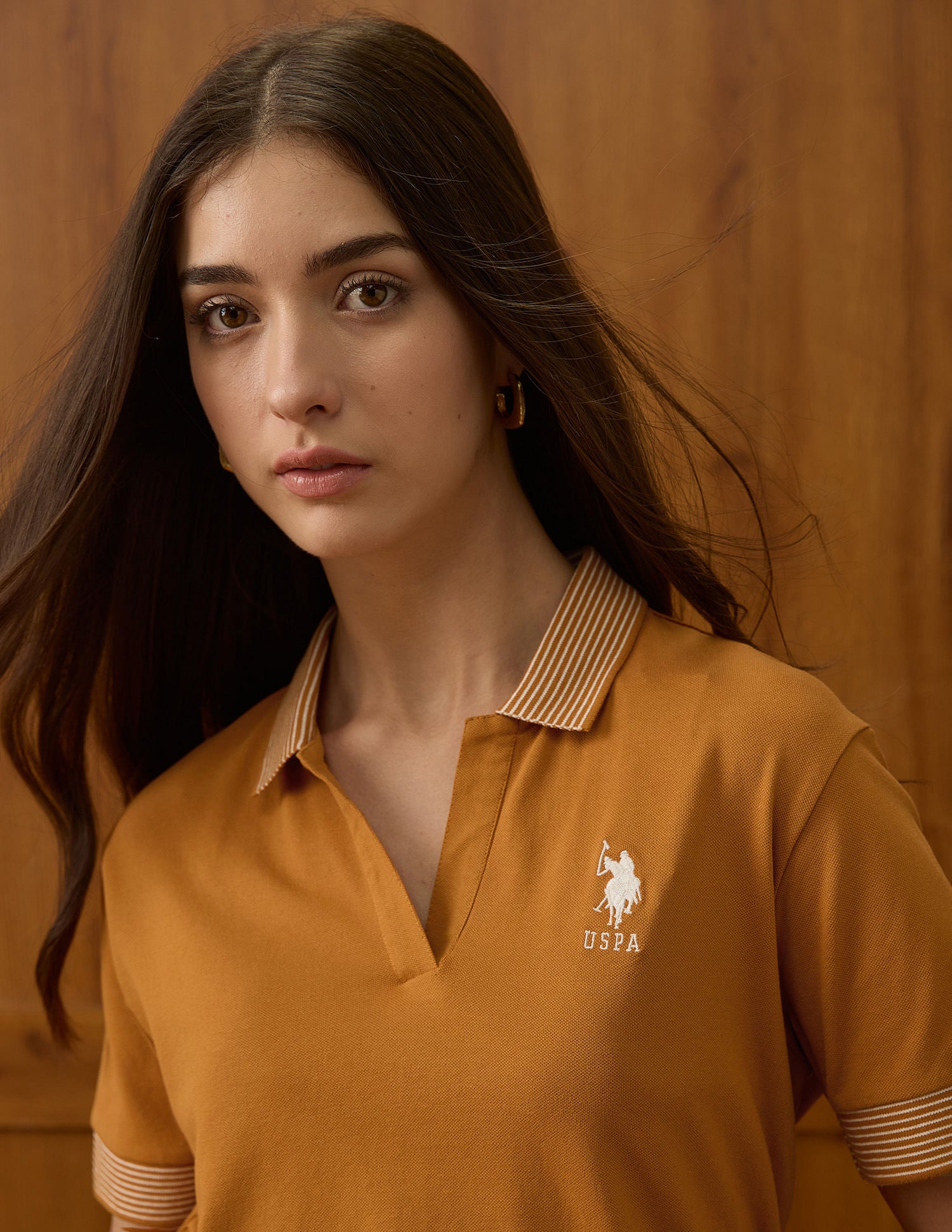 Jacquard Polo Collar Cotton Relaxed Fit Tshirt Orange - U.S. POLO ASSN. | Large