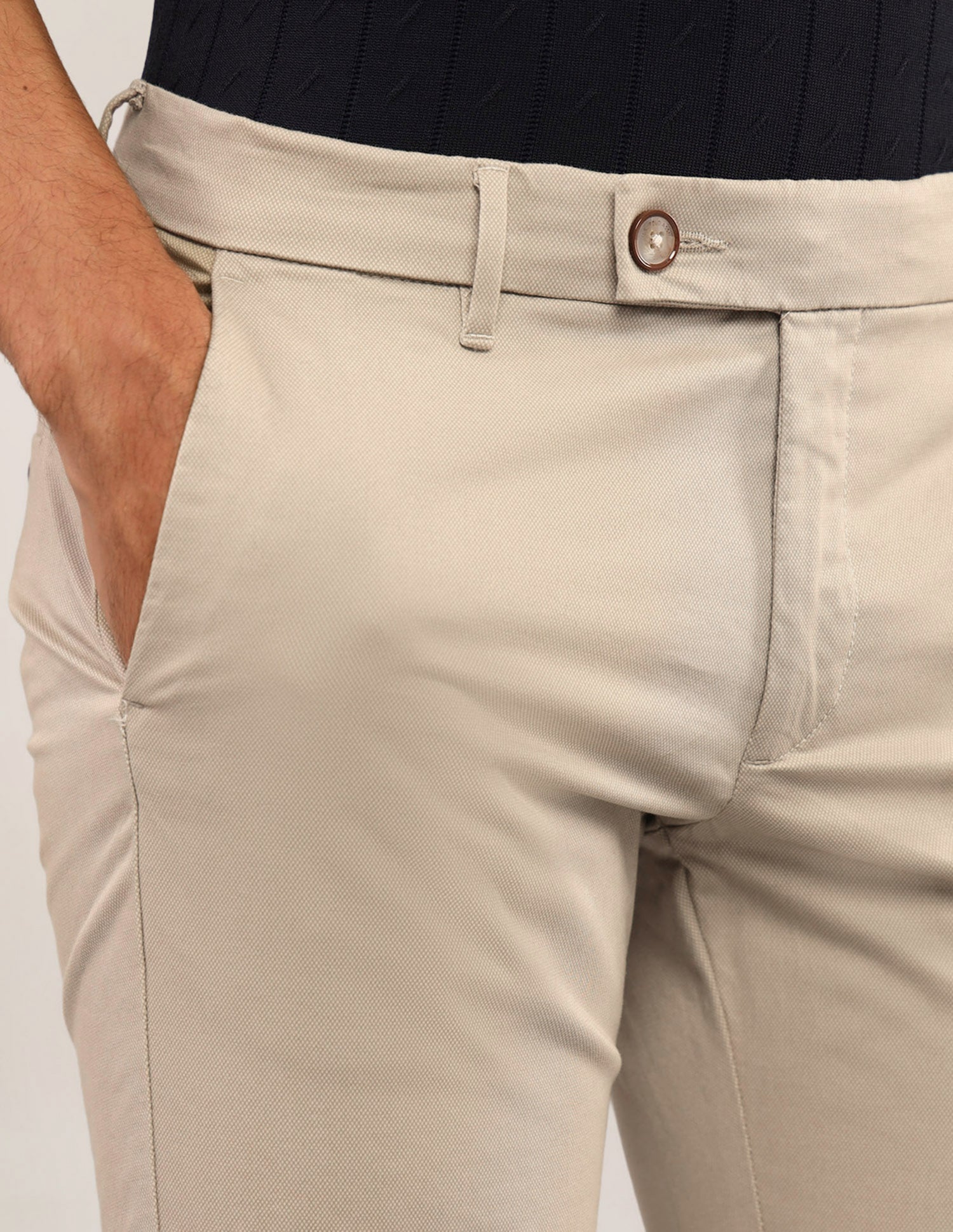 Textured Satin Trousers Beige - U.S. Polo Assn. India | Large
