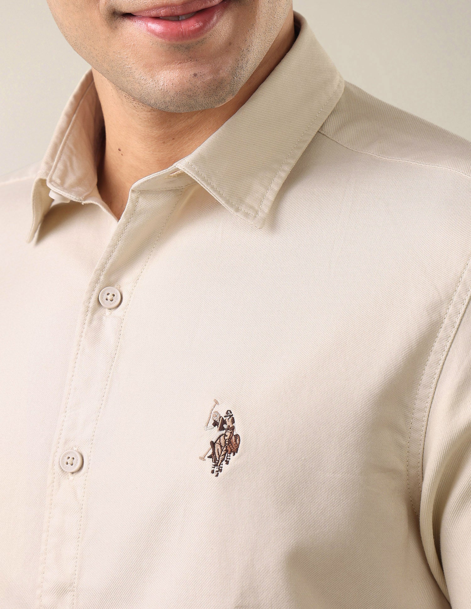 Twill Regular Fit Shirt Ecru - U.S. Polo Assn. India | Large