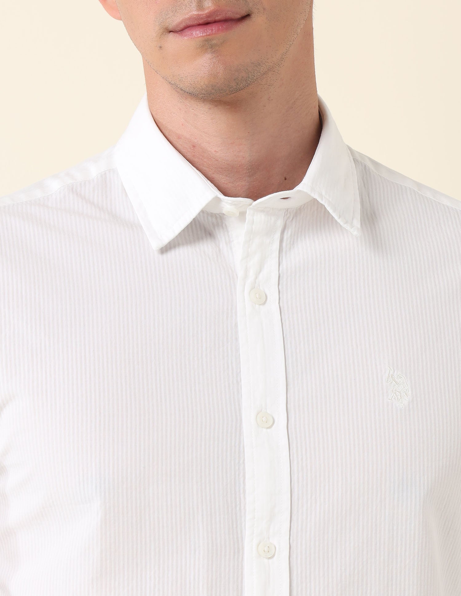 Vertical Striped Tailored Fit Shirt White - U.S. POLO ASSN. | Large