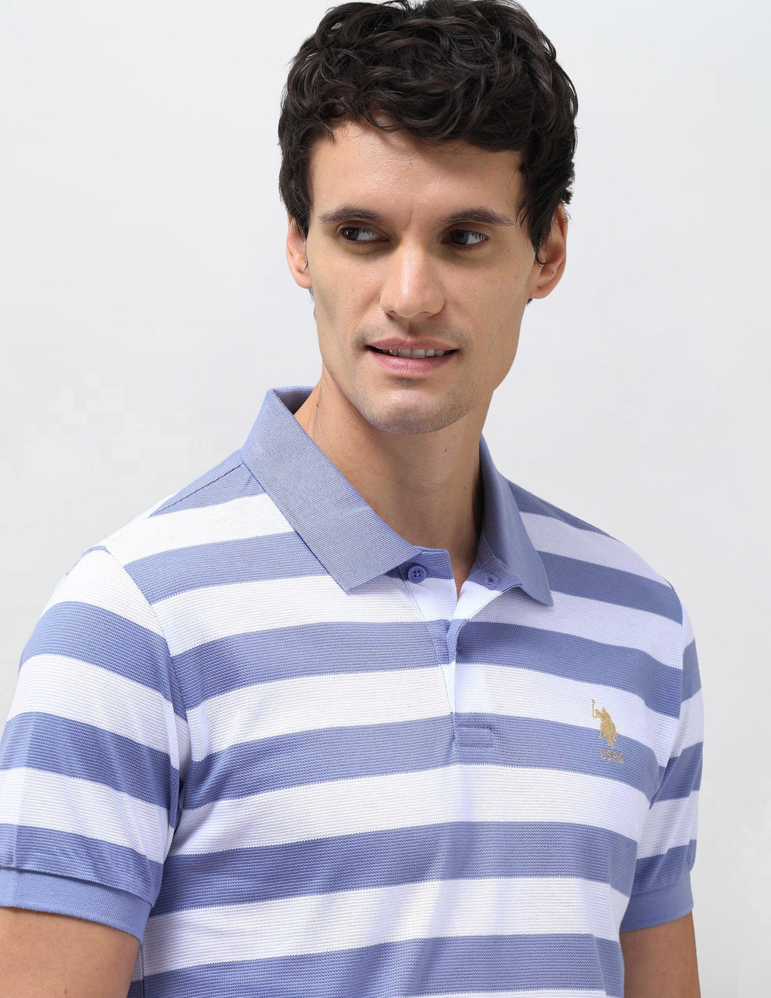 Horizontal Striped Slim Fit Polo Shirt Blue - U.S. Polo Assn. India | Large