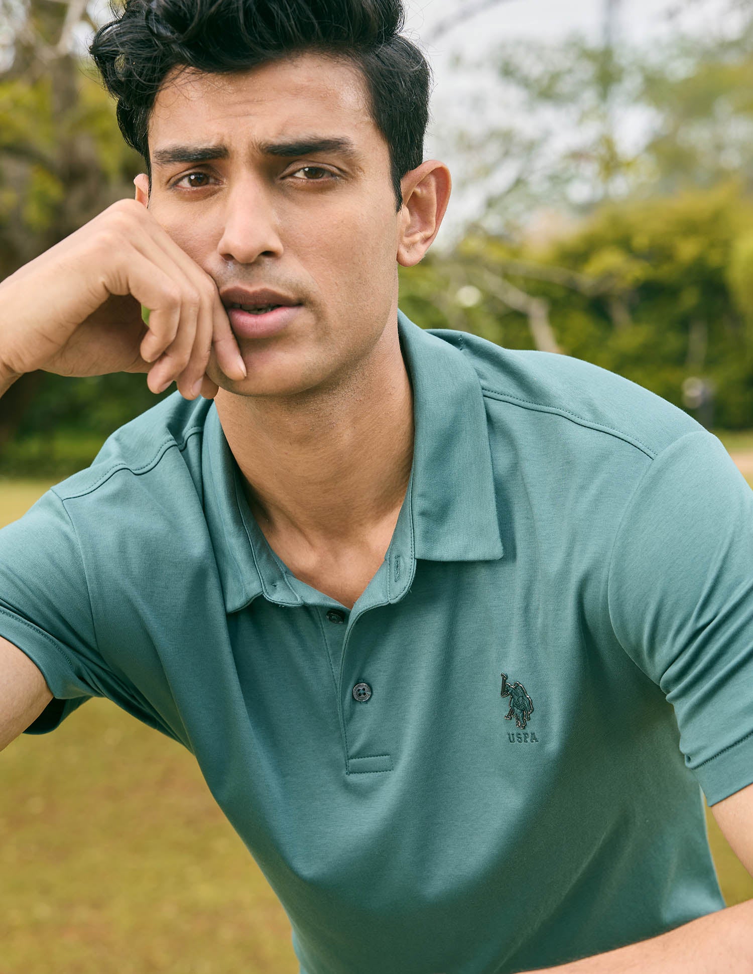 Pacho X Slim Fit Solid Polo Shirt Green - U.S. POLO ASSN. | Large