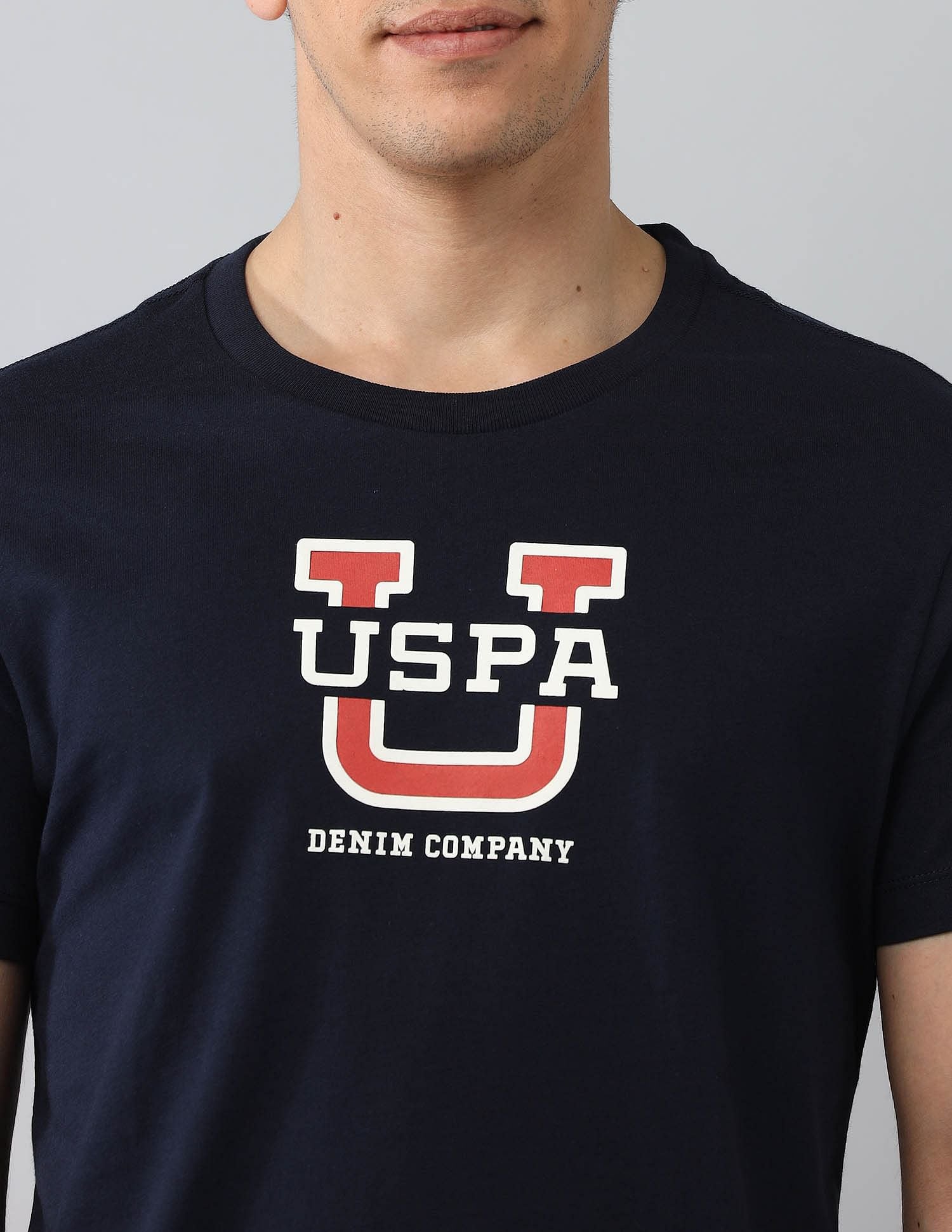 Muscle Fit Brand Printed T-Shirt Navy - U.S. Polo Assn. India | Large