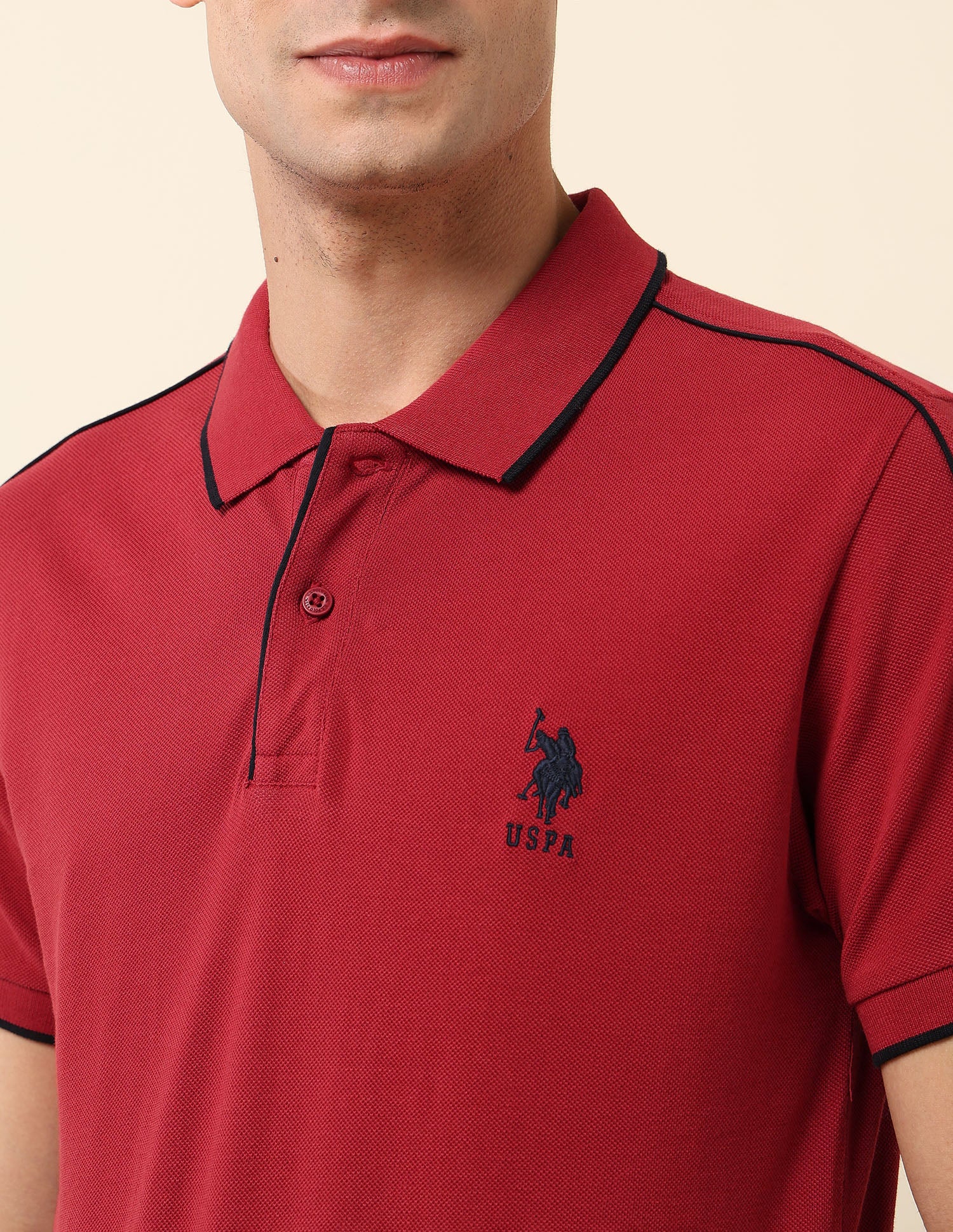 Solid Slim Fit Polo Shirt Dark Red - U.S. Polo Assn. India | Large