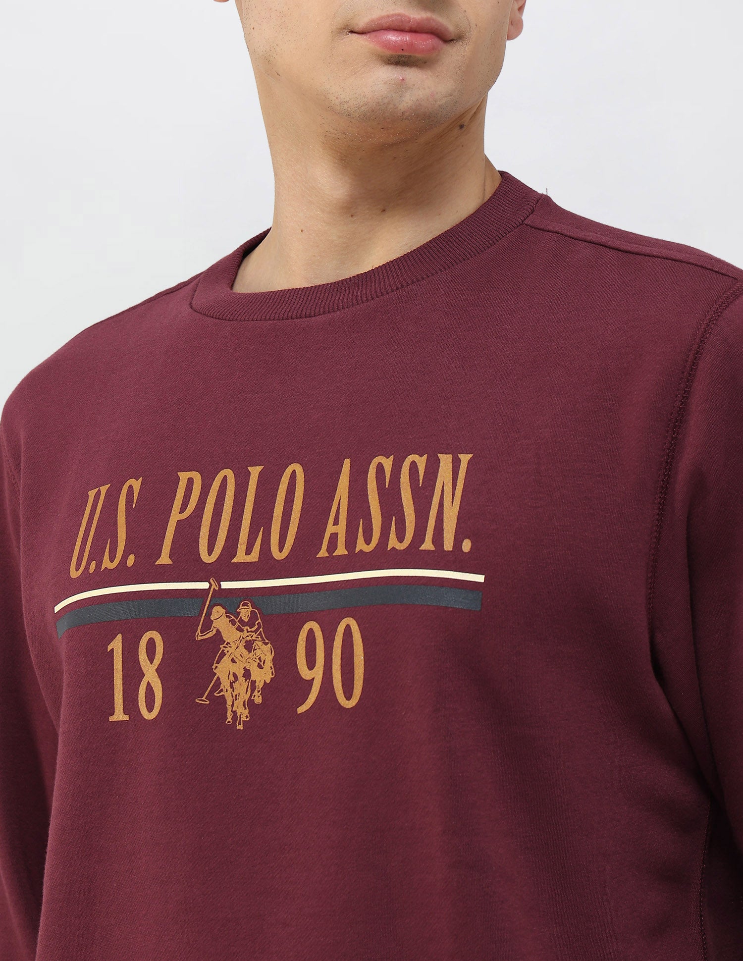 Brand Printed Regular Fit Sweatshirt Maroon - U.S. POLO ASSN. | Large
