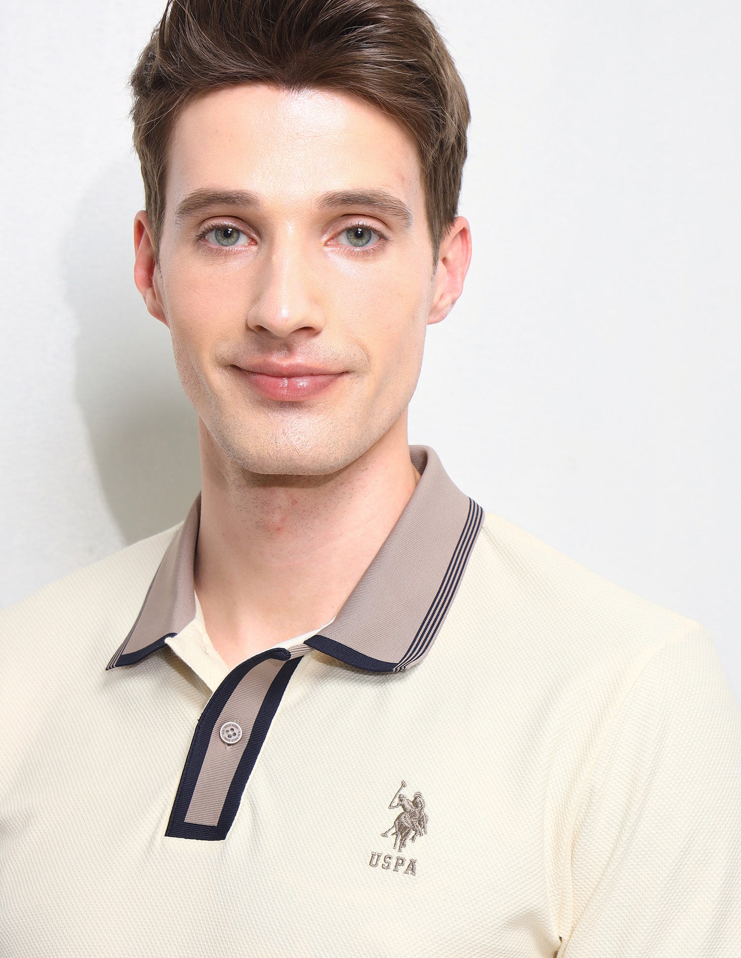Solid Slim Fit Polo Shirt Beige - U.S. Polo Assn. India | Large