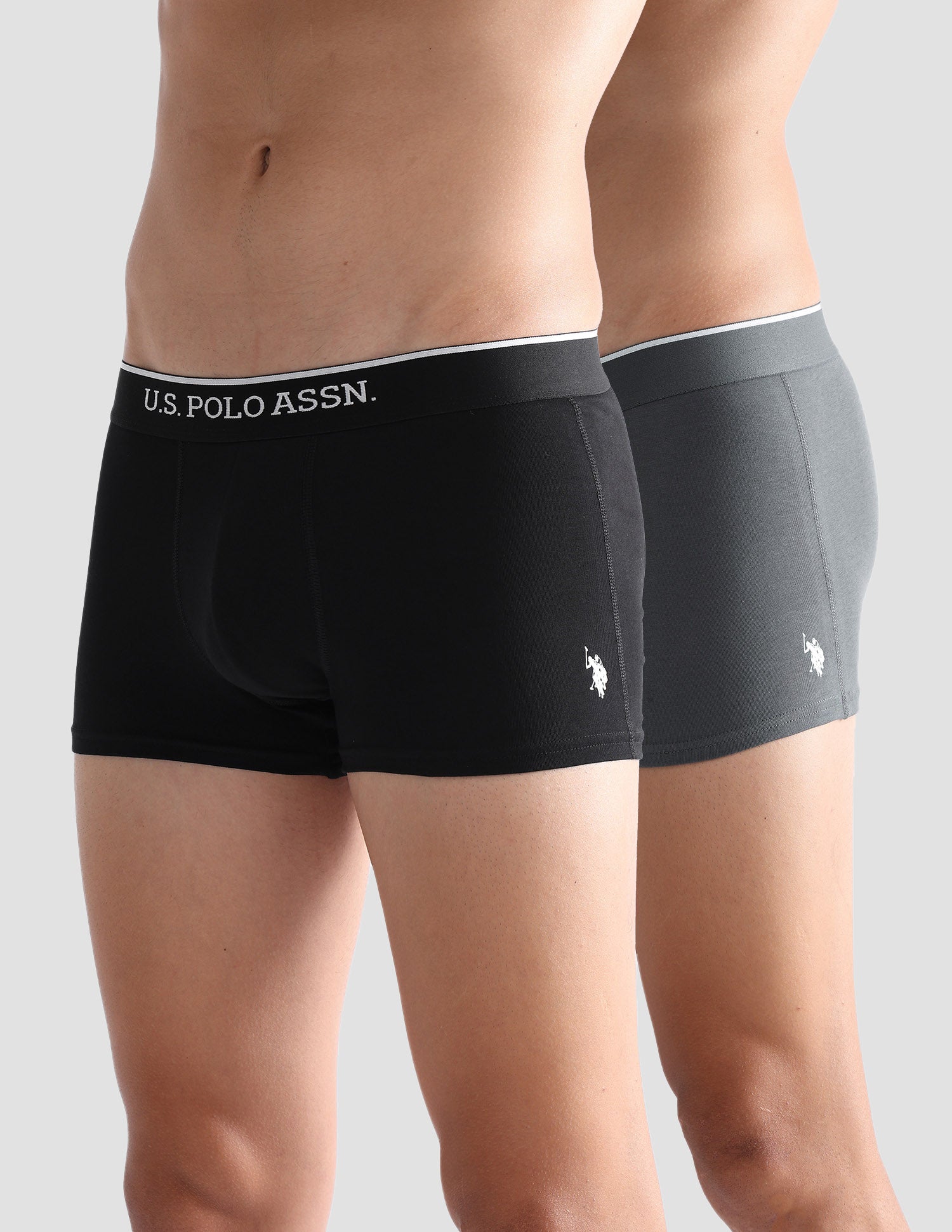 Antibacterial Solid ET004 Trunks - Pack Of 2 Iron Gate and Black - U.S. POLO ASSN. | Large