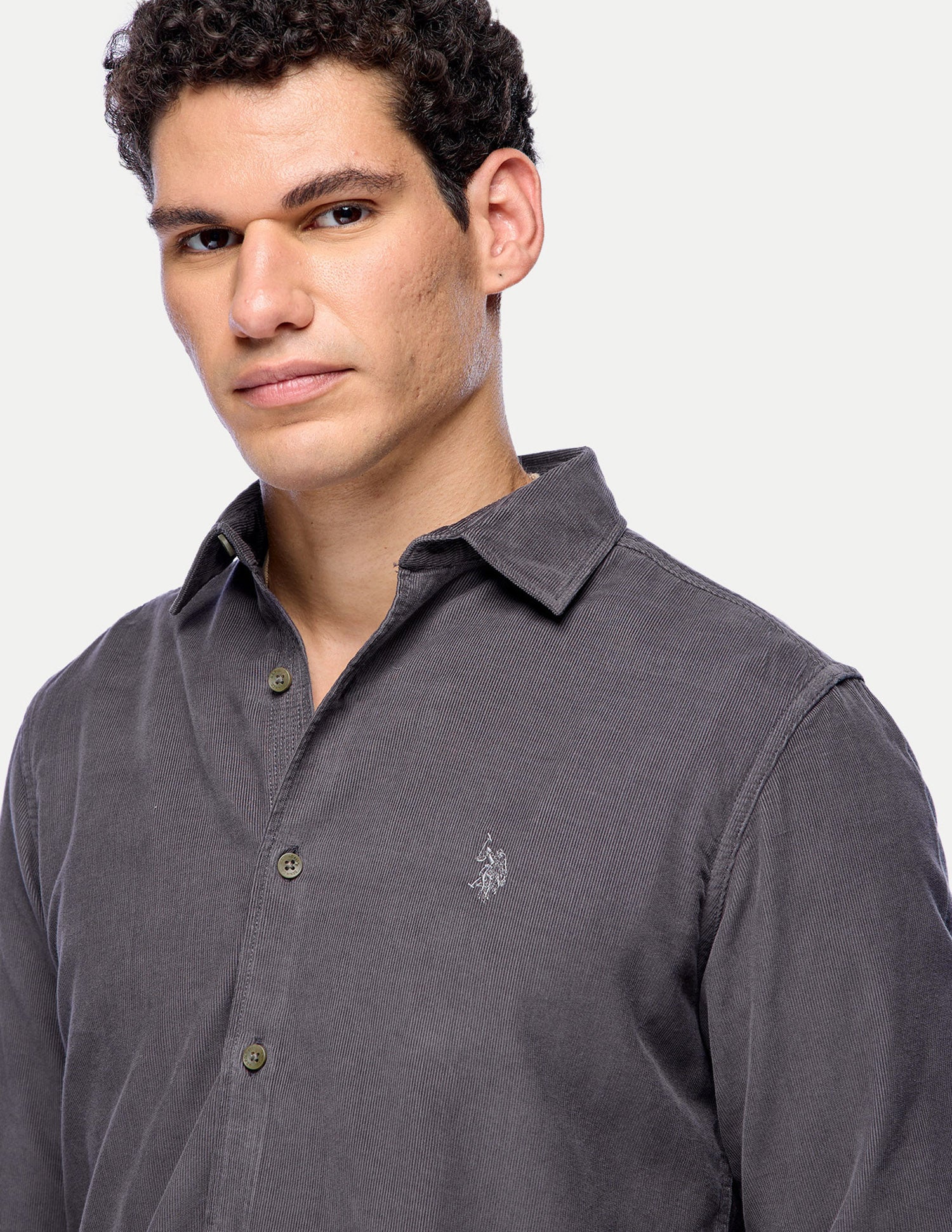 Solid Corduroy Shirt Dark Grey - U.S. Polo Assn. India | Large