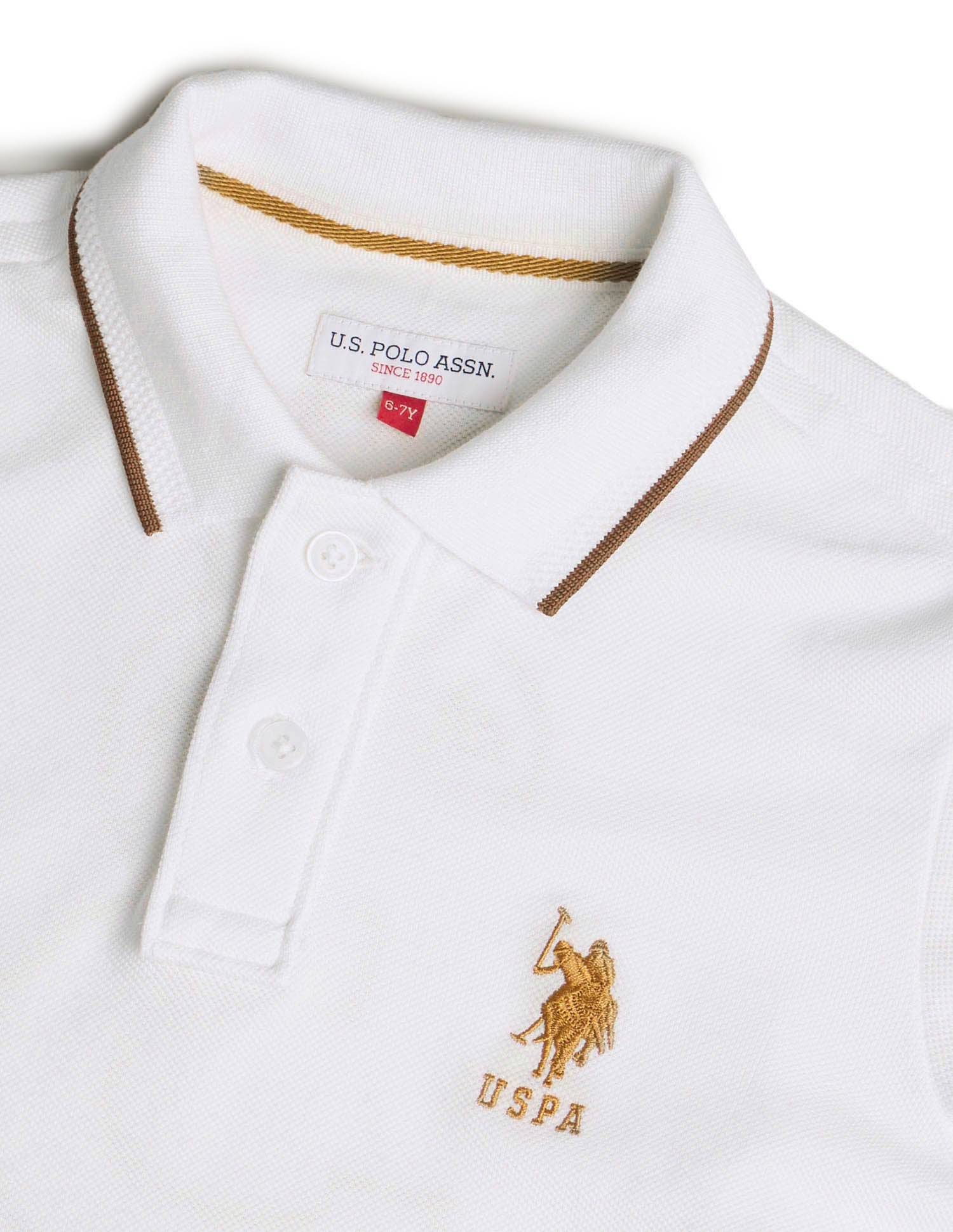 Boys Embroidered Regular Fit Polo Shirt Off White - U.S. POLO ASSN. | Large
