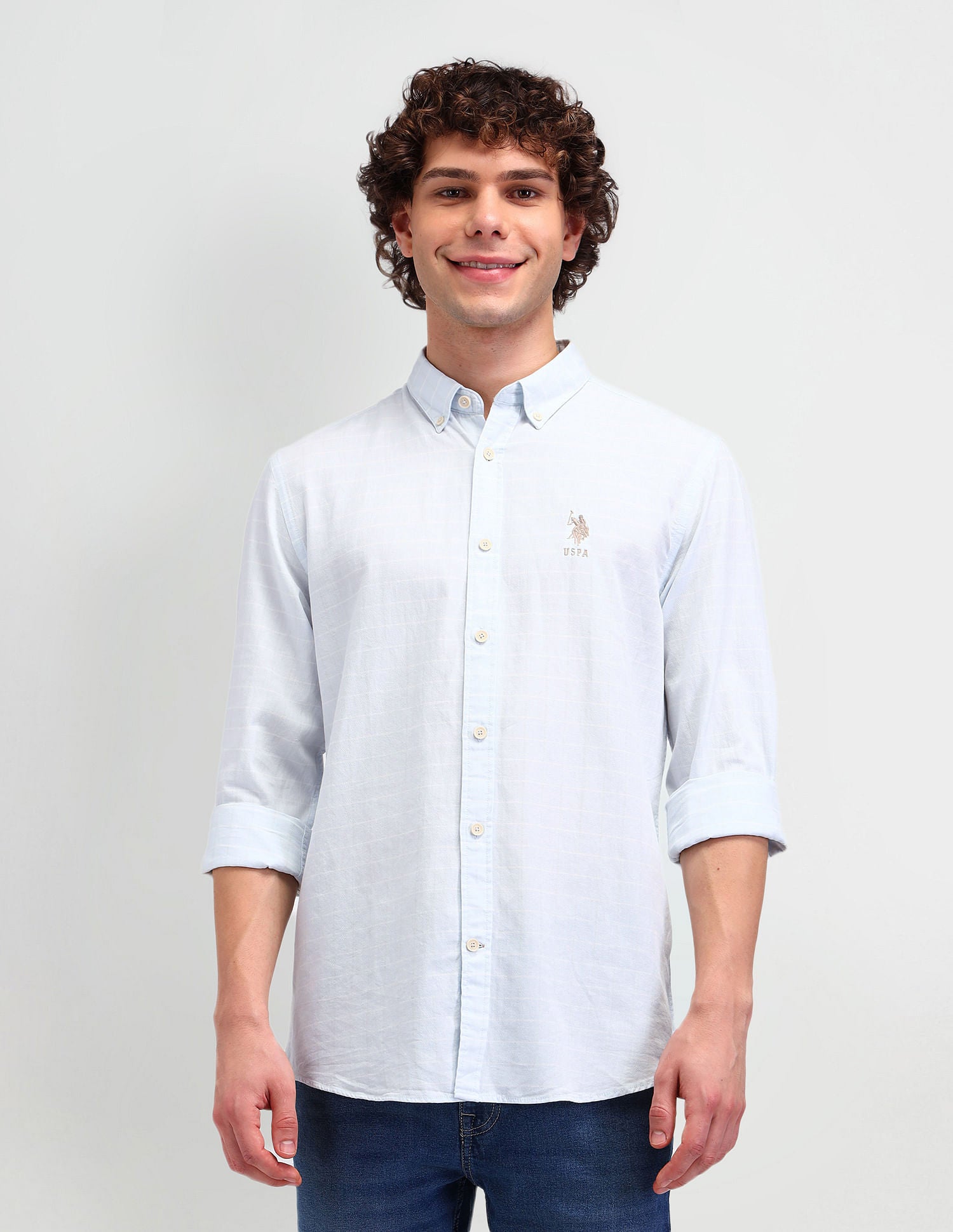 Slim Fit Button Down Shirt Lt. Blue - U.S. Polo Assn. India | Large