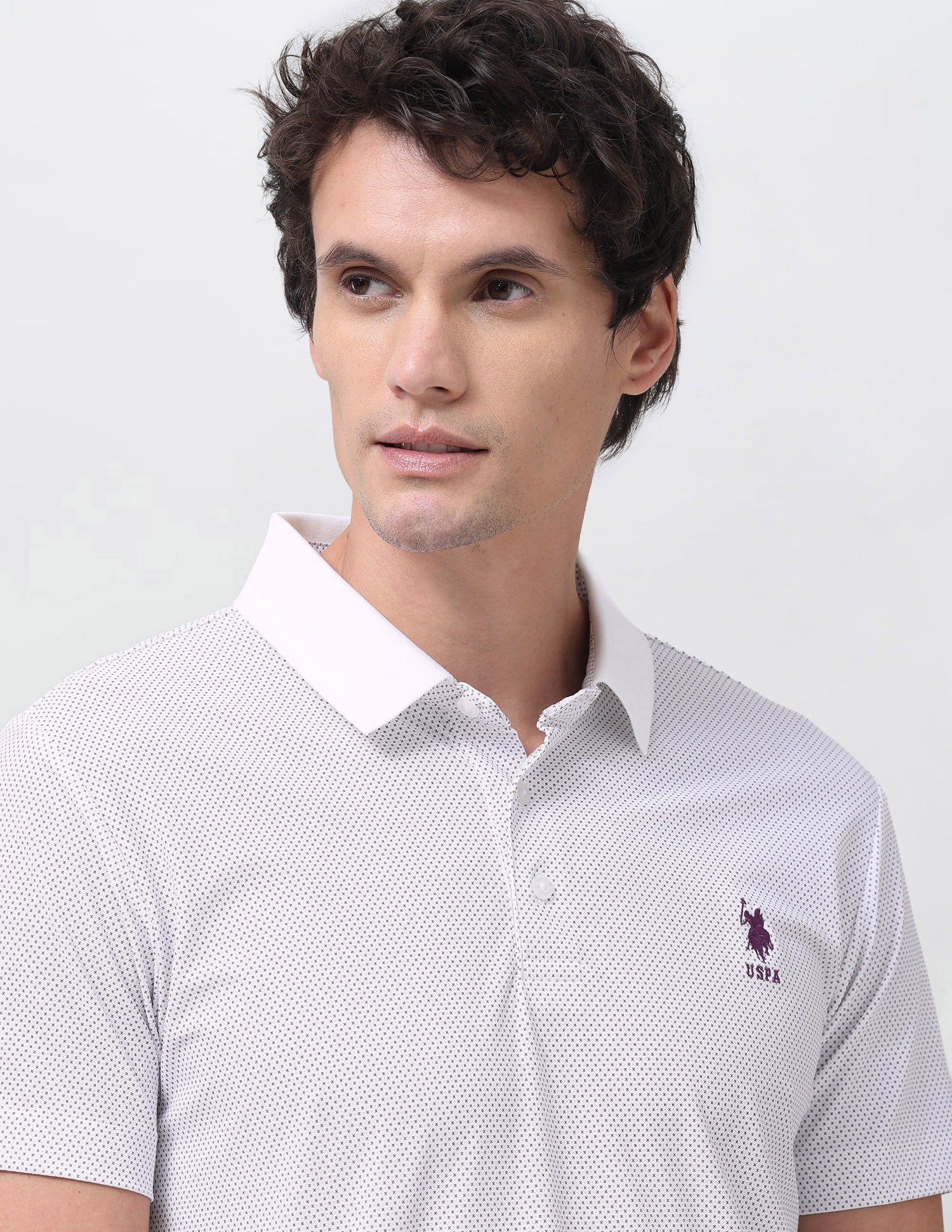 Geometric Printed Slim Fit Polo Shirt Purple - U.S. Polo Assn. India | Large