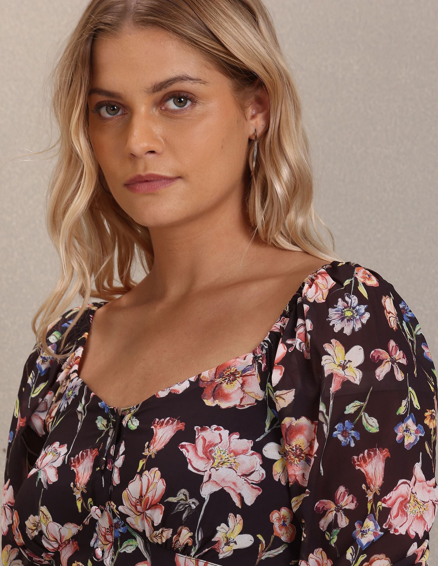 Long Sleeve Floral Print Top Black - U.S. POLO ASSN. | Large