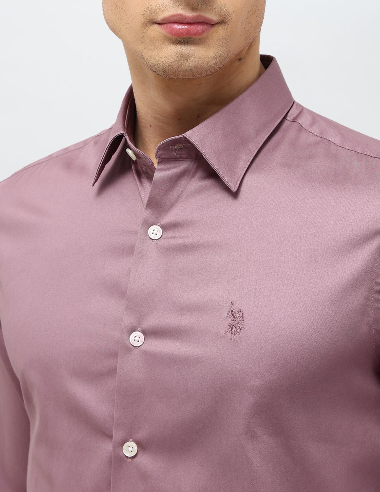Satin Tailored Fit Shirt Pink - U.S. POLO ASSN. | Large