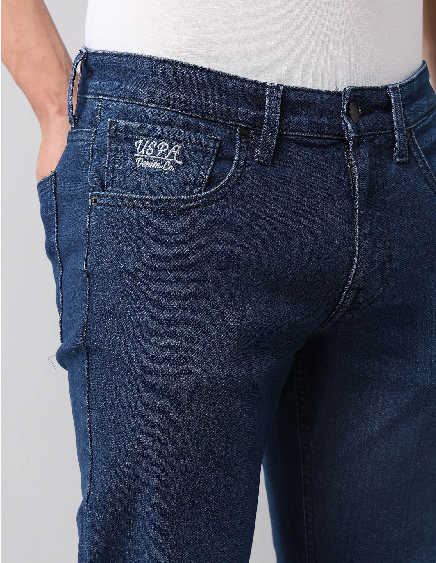 Brandon Slim Tapered Fit Blue Jeans Med Blue - U.S. POLO ASSN. | Large