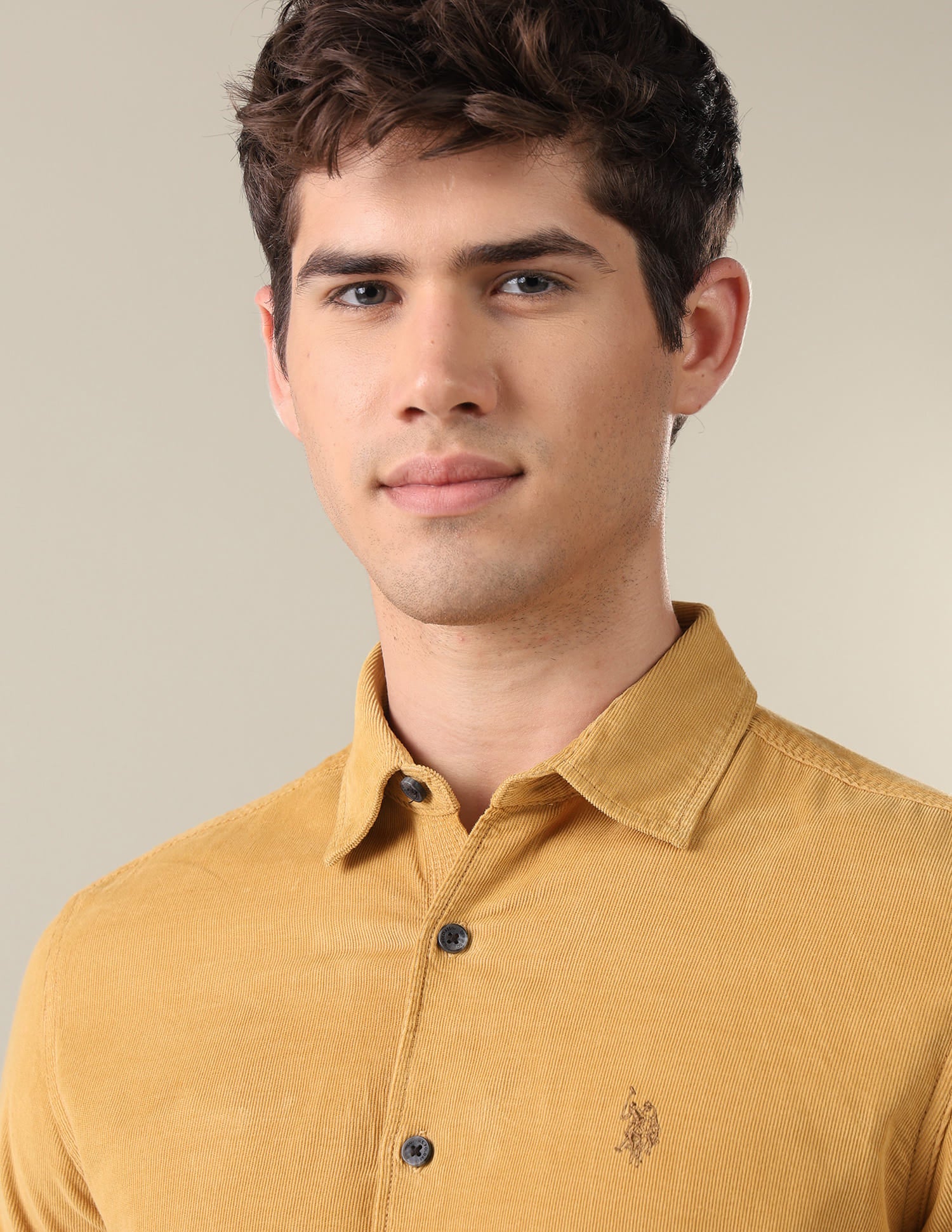 Corduroy Regular Fit Shirt Yellow - U.S. Polo Assn. India | Large