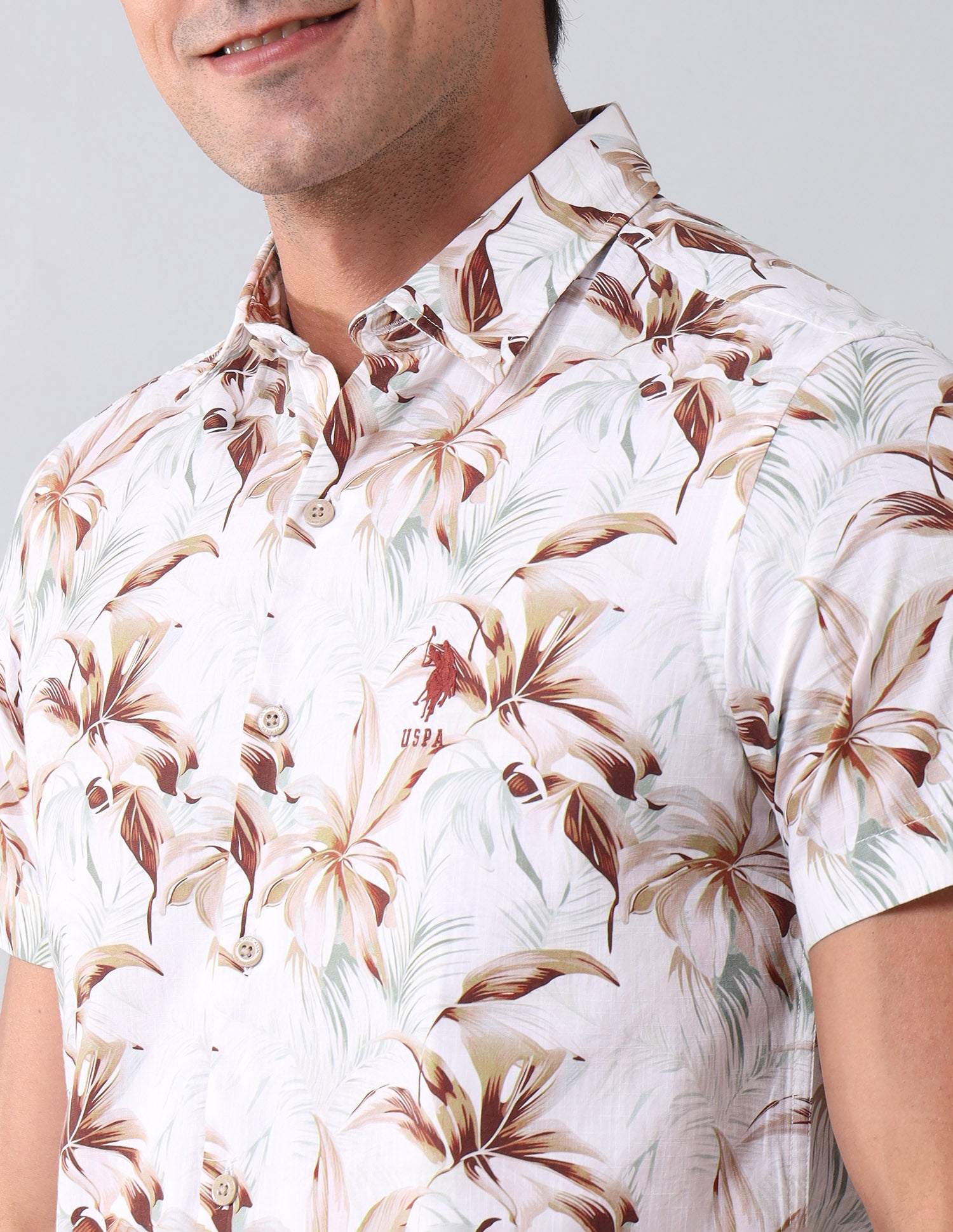 Regular Fit Floral Printed Shirt Brown - U.S. Polo Assn. India | Large