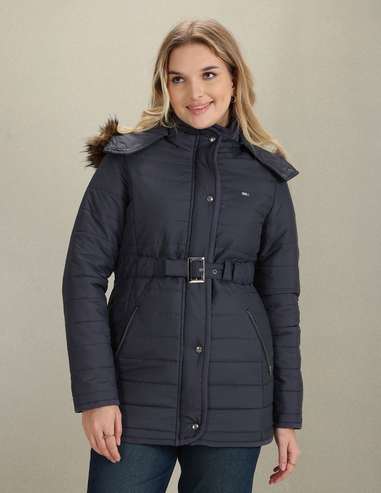Detachable Hood Puffer Jacket Dark Grey - U.S. Polo Assn. India | Large