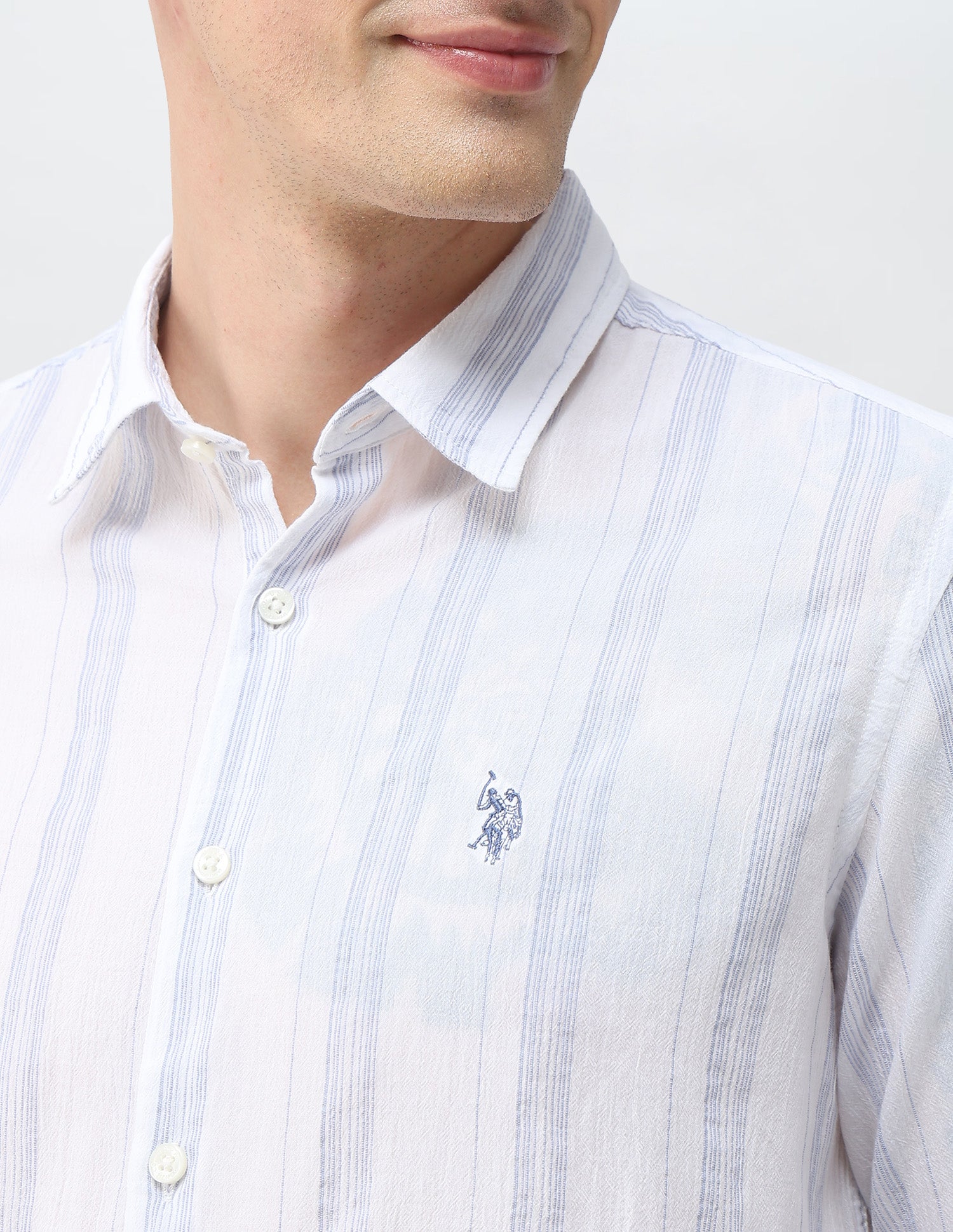 Vertical Striped Regular Fit Shirt Ecru - U.S. Polo Assn. India | Large