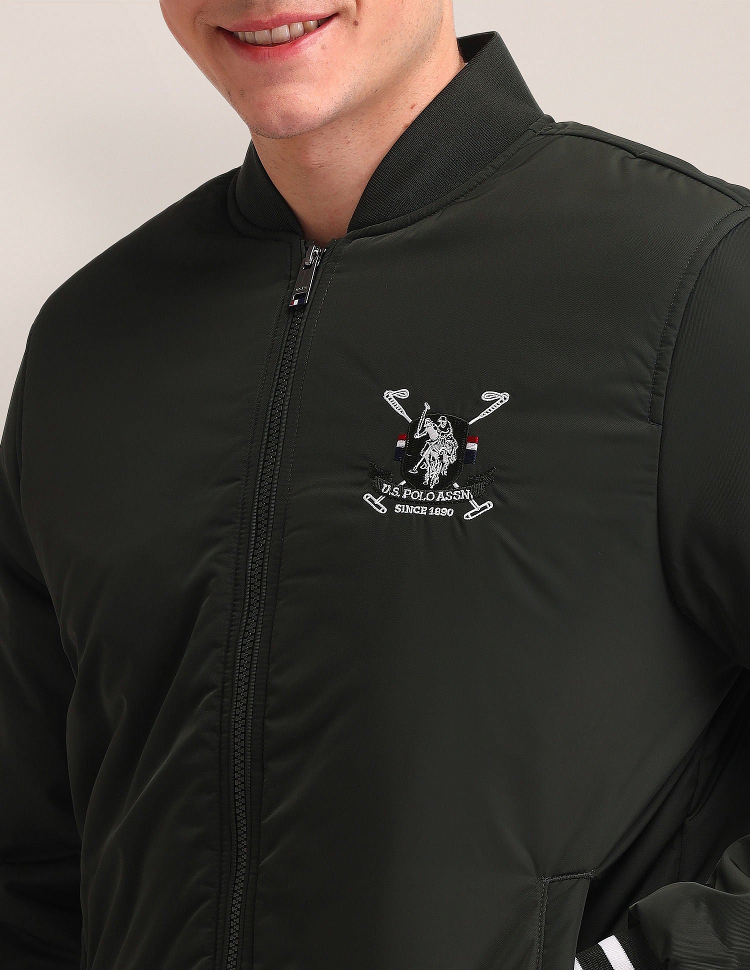 Regular Fit Solid Bomber Jacket Olive - U.S. POLO ASSN. | Large