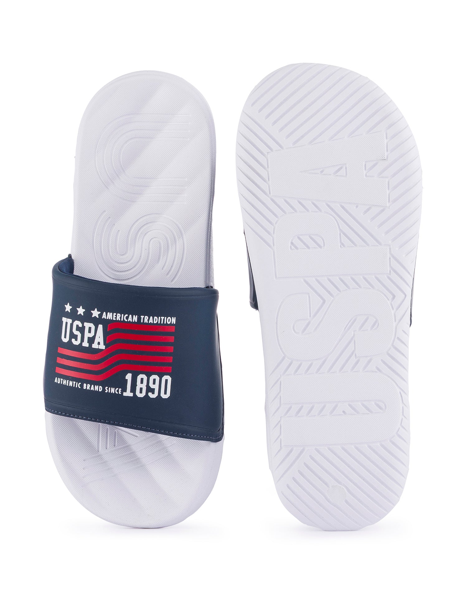 Men Brand Printed Axer Slippers White - U.S. Polo Assn. India | Large