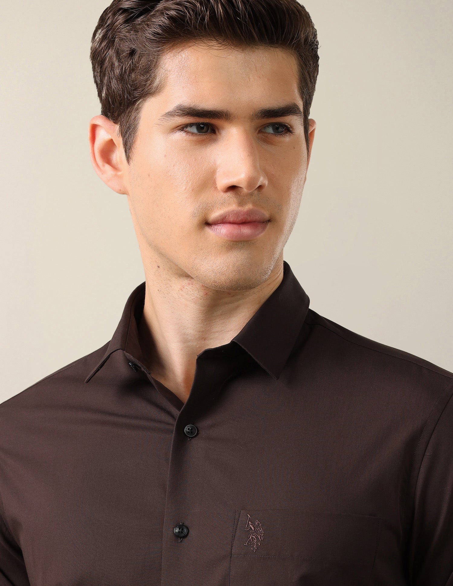 Solid Tailored Fit Shirt Choco - U.S. Polo Assn. India | Large