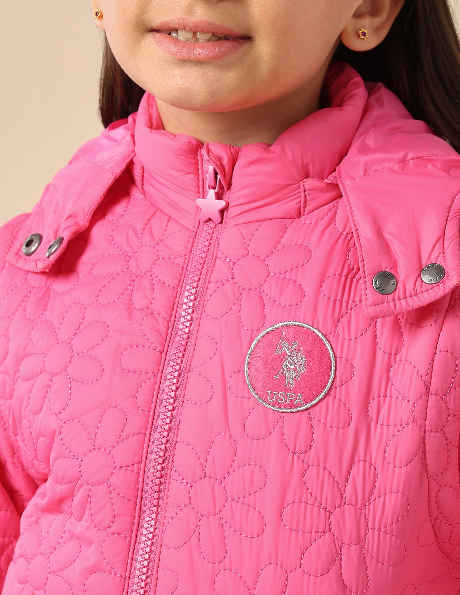 Girls Detachable Hood And Sleeve Jacket Pink - U.S. POLO ASSN. | Large