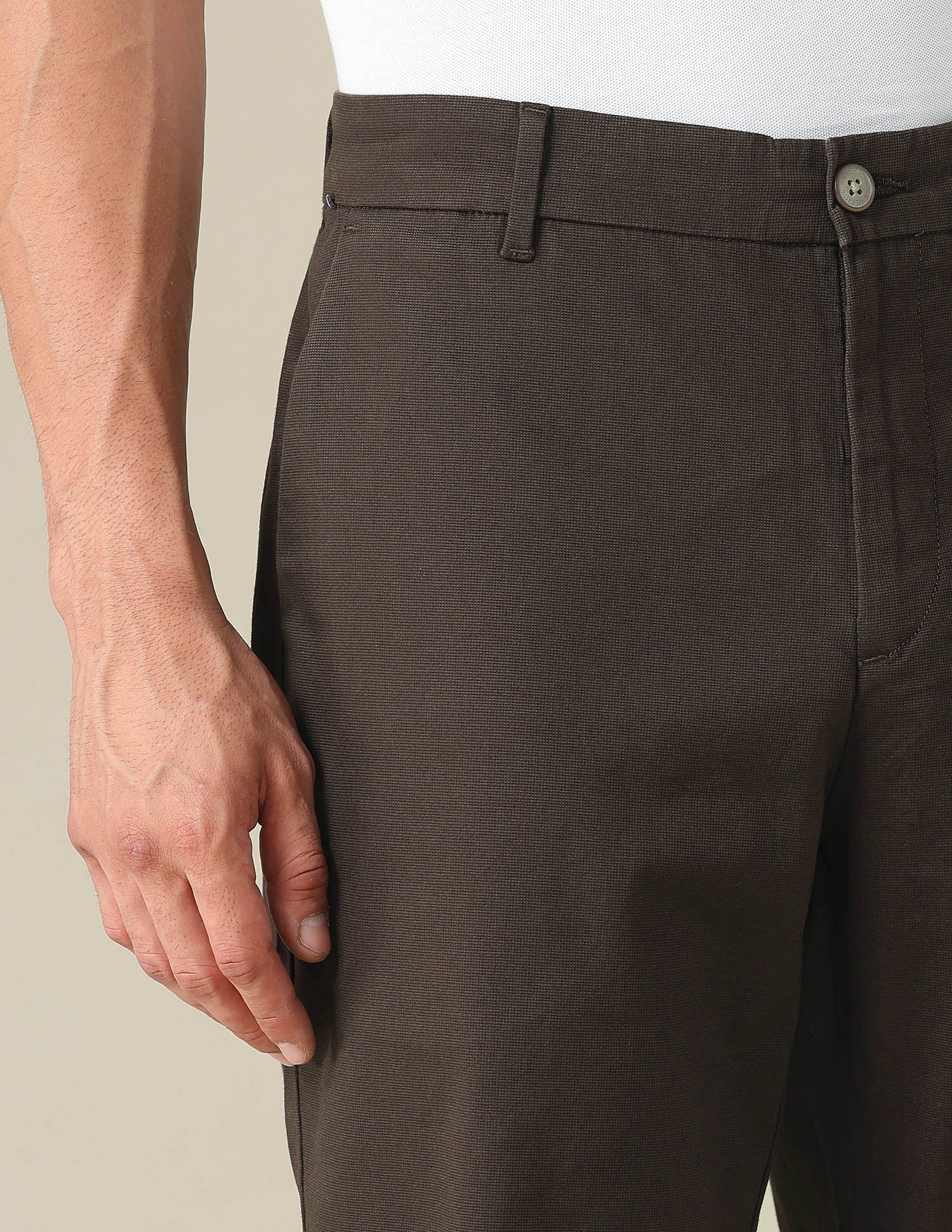 Riley Straight Fit Dobby Trousers Chocolate - U.S. POLO ASSN. | Large