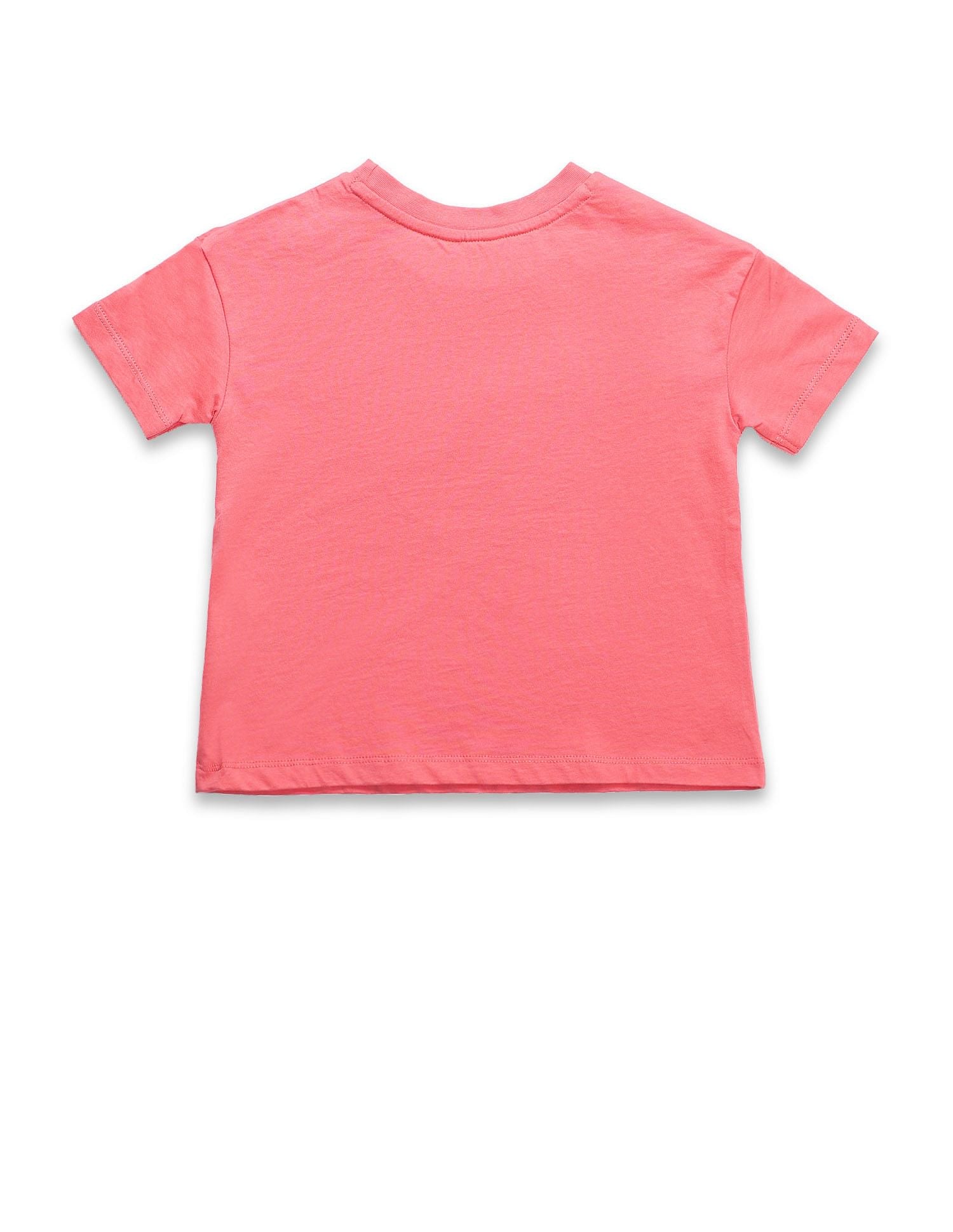 Girls Puff Print Regular Fit T-Shirt Coral - U.S. POLO ASSN. | Large