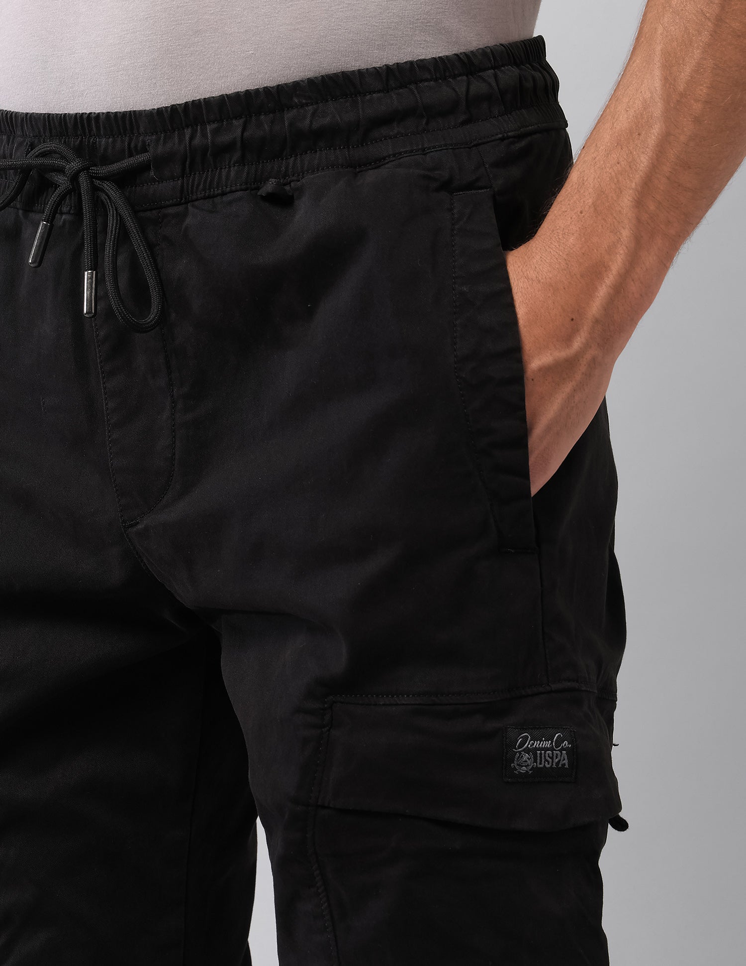 Straight Fit Solid Cargos Black - U.S. Polo Assn. India | Large