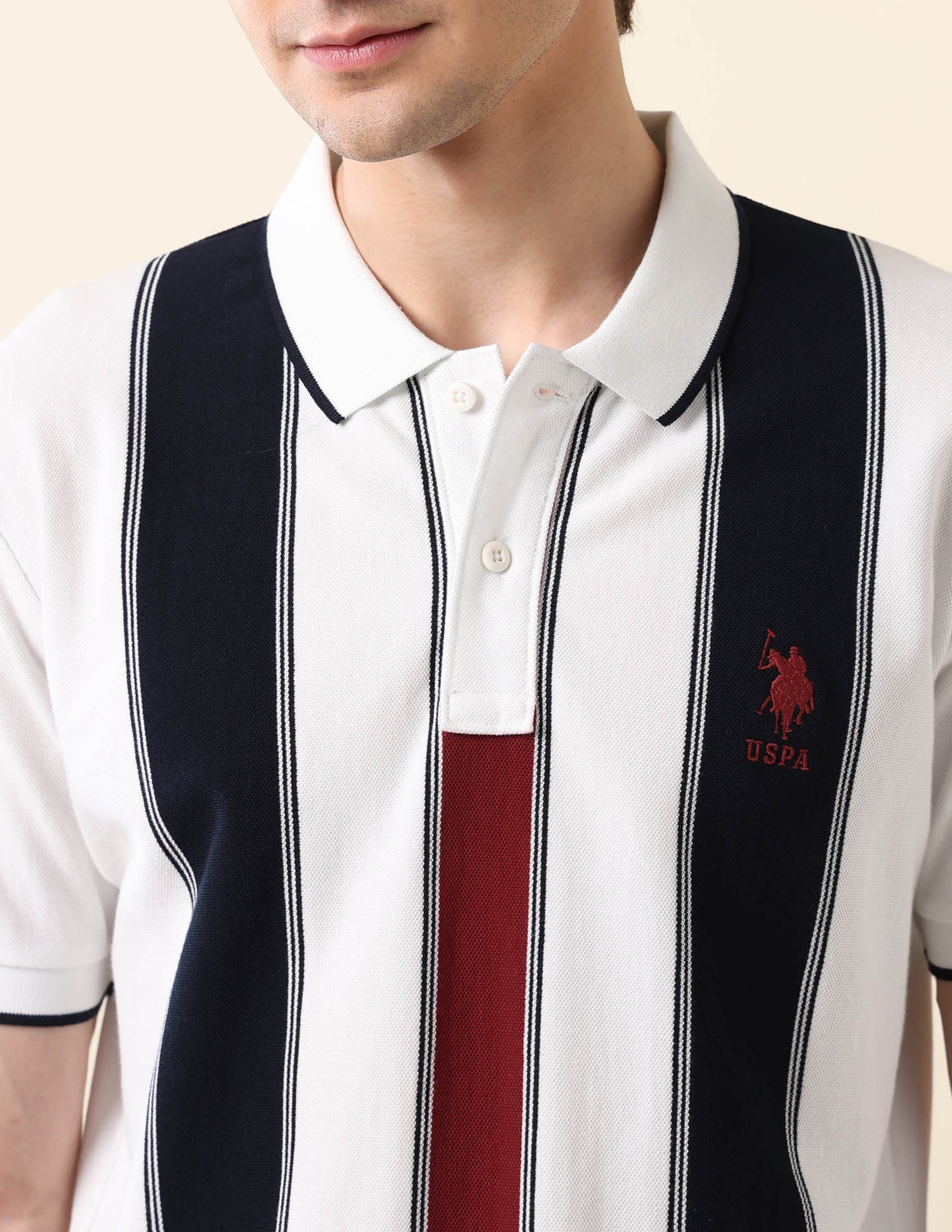 Vertical Striped Classic Polo Shirt White - U.S. Polo Assn. India | Large